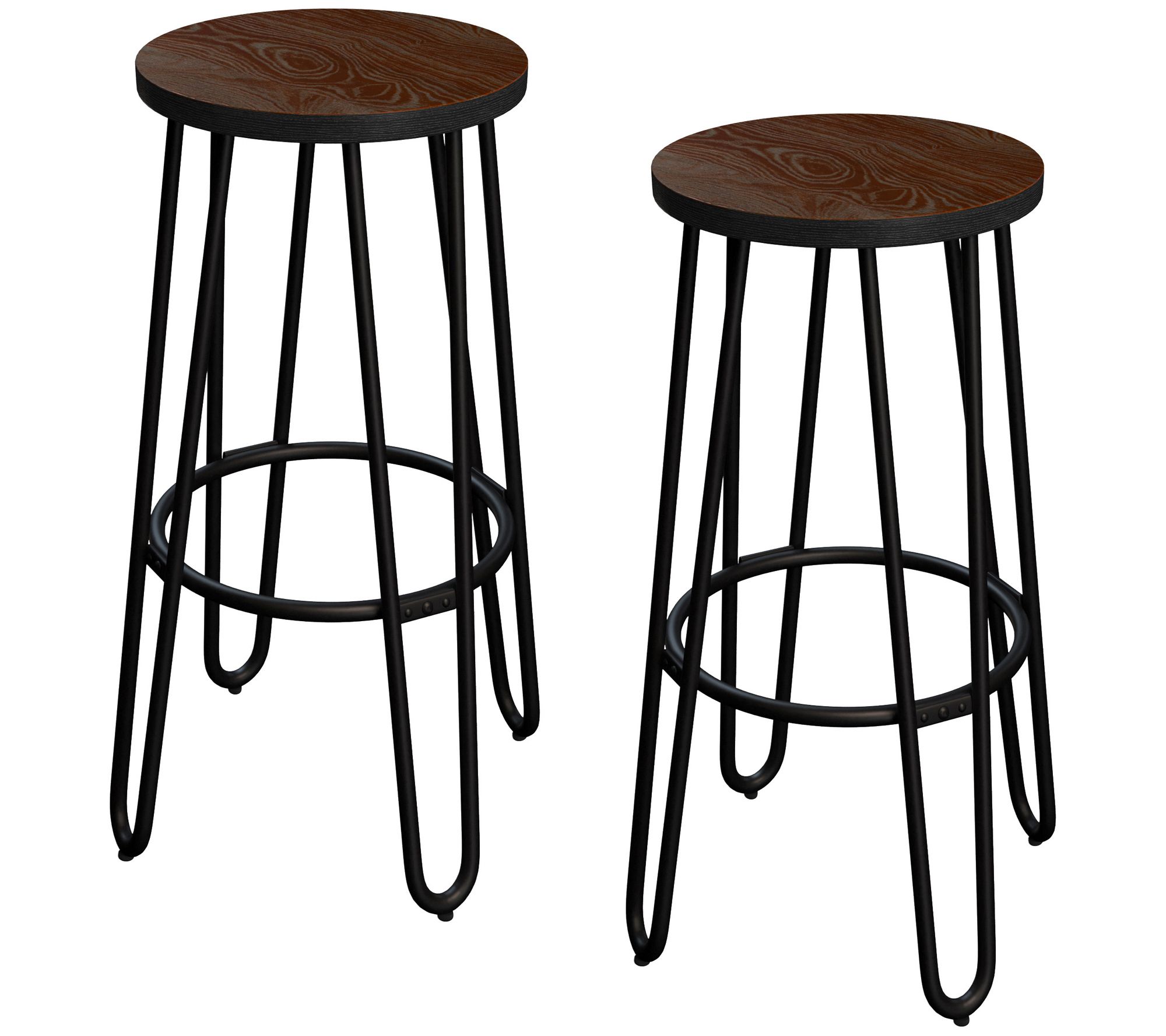 Lavish Home 2 Bar Stools 24" Tall Backless withHairpin Legs