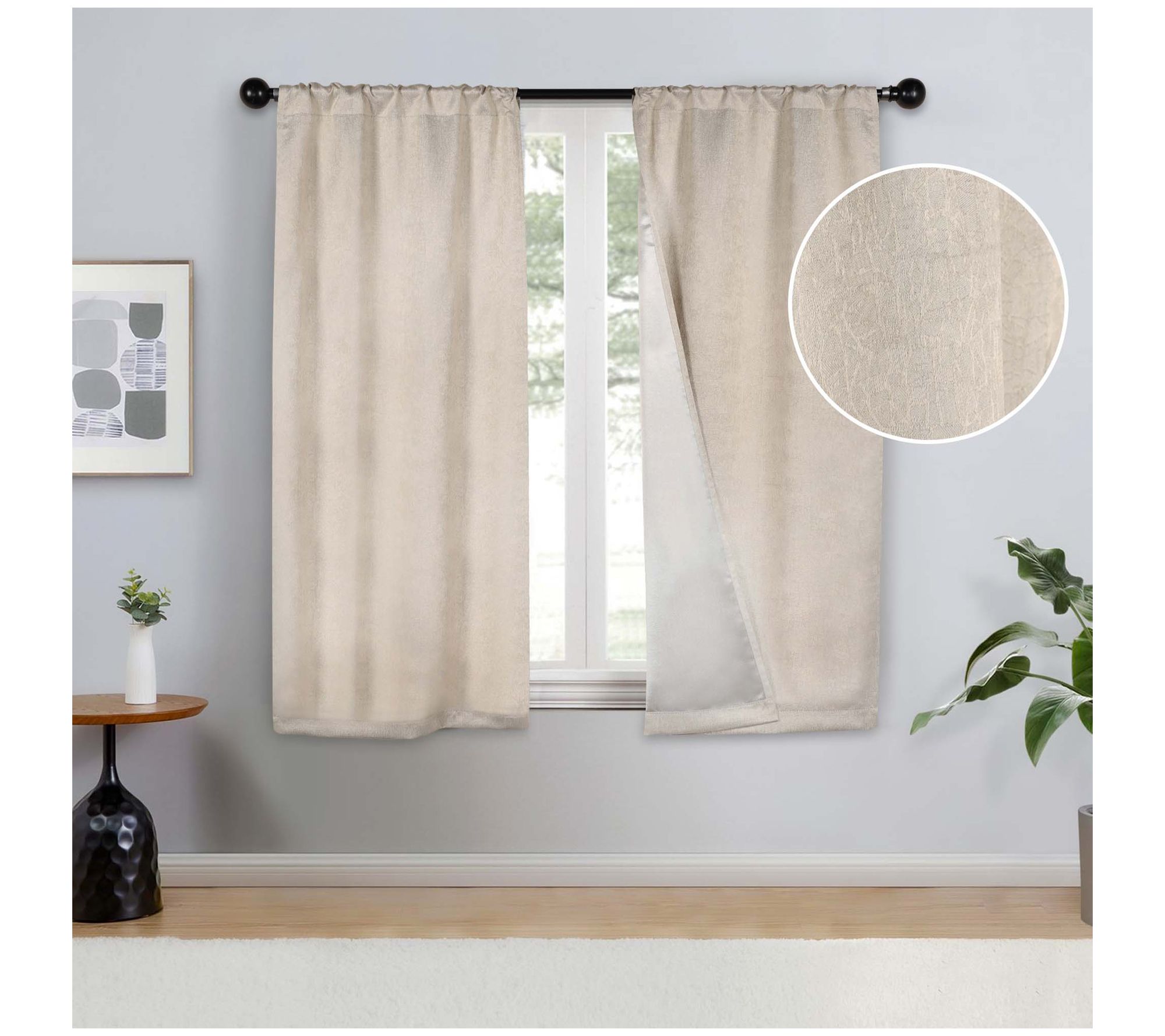Superior Textured Blackout Curtain Set of 2 Panels, 26X63