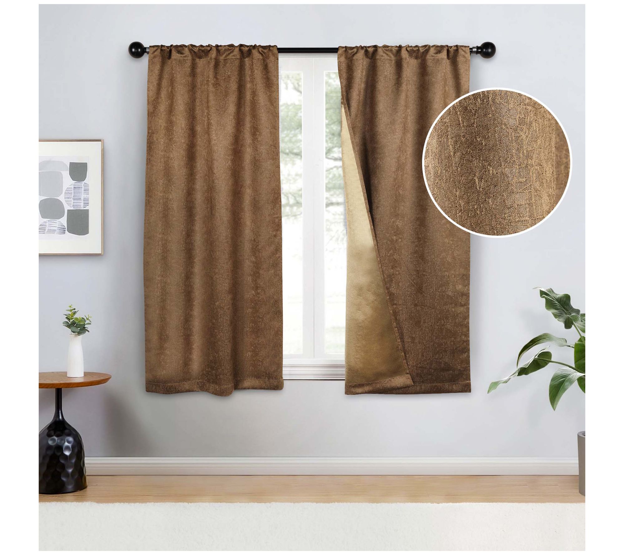 Superior Textured Blackout Curtain Set of 2 Panels, 26X63