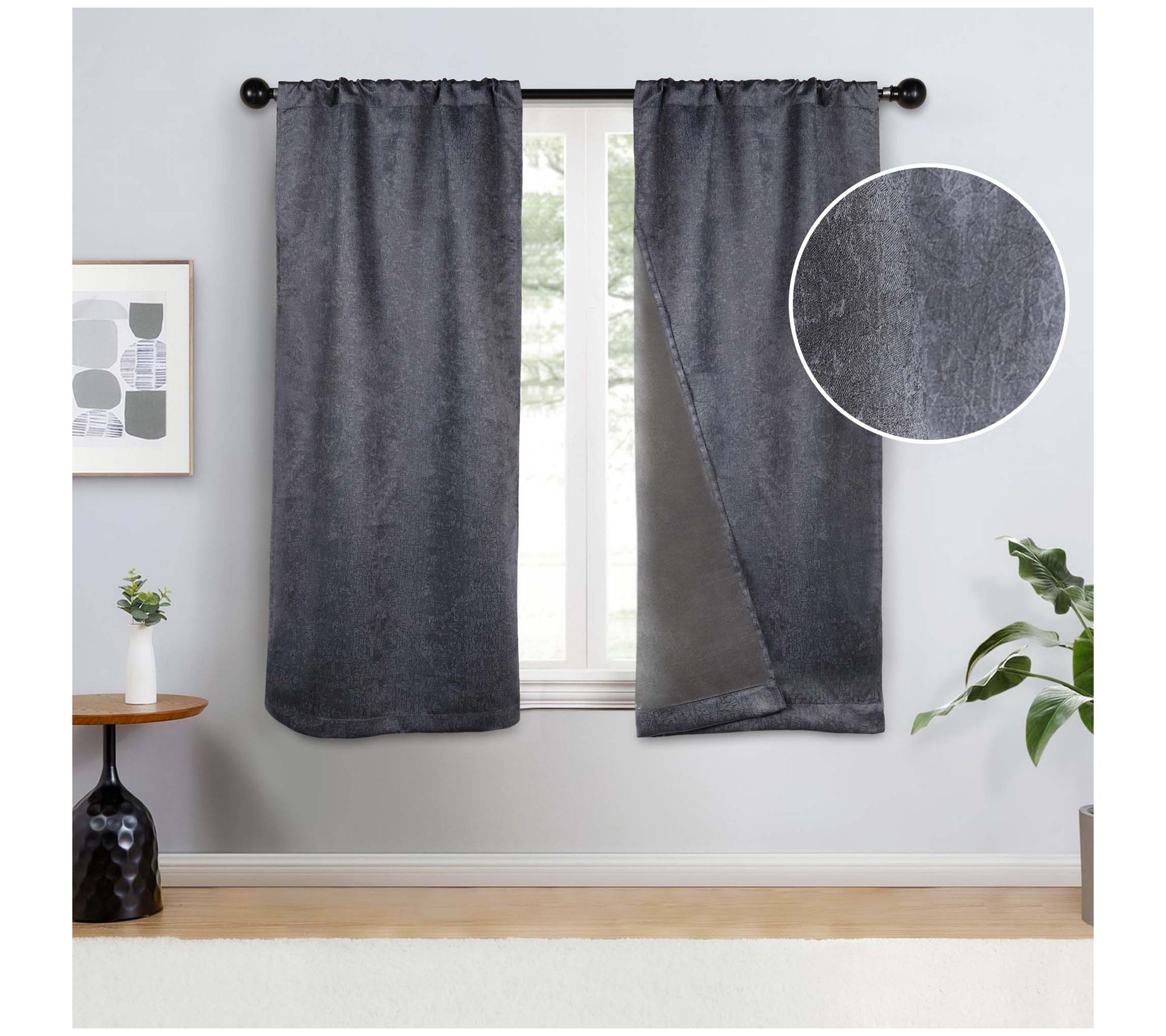 Superior Textured Blackout Curtain Set of 2 Panels, 26X63