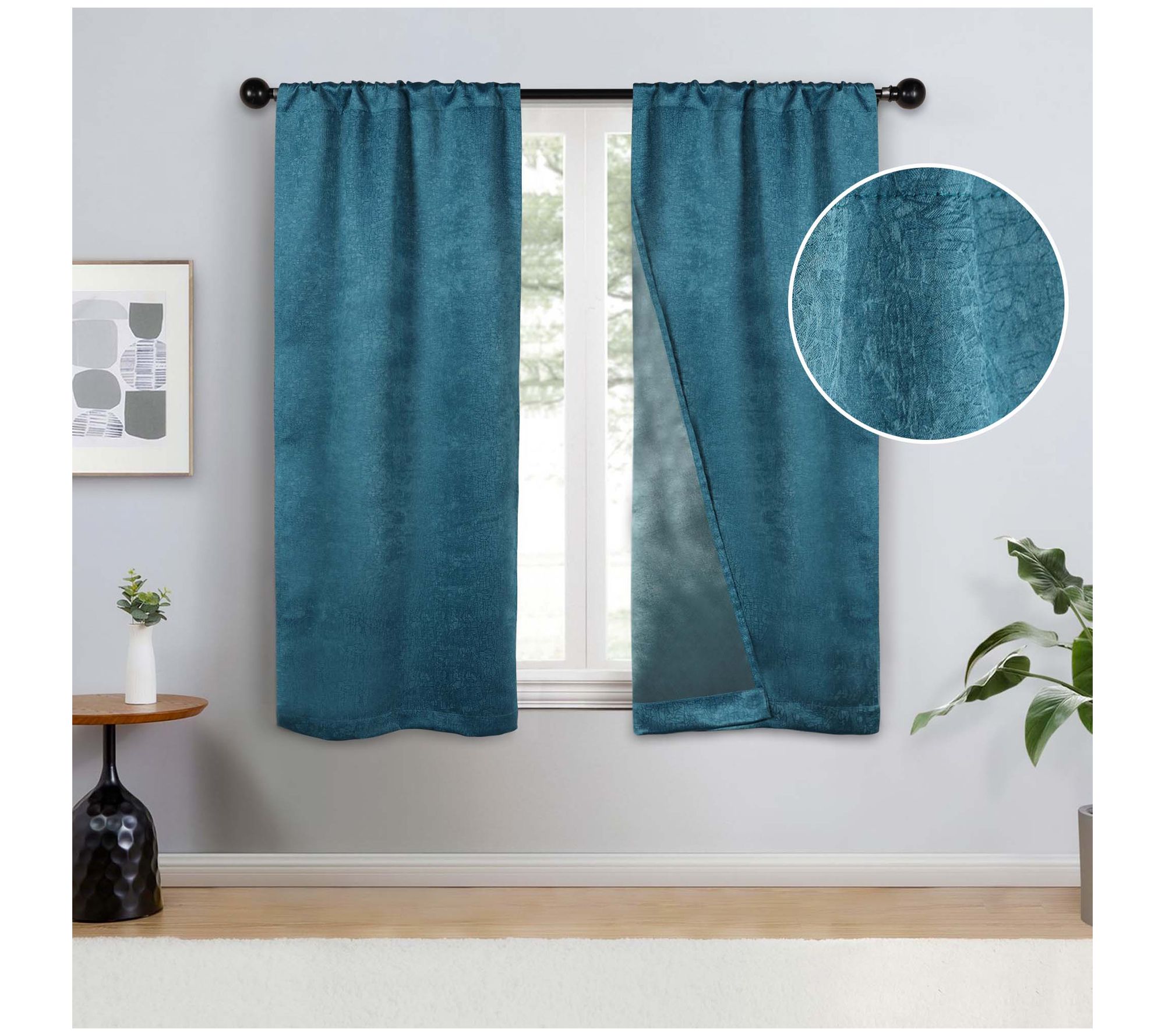 Superior Textured Blackout Curtain Set of 2 Panels, 26X63