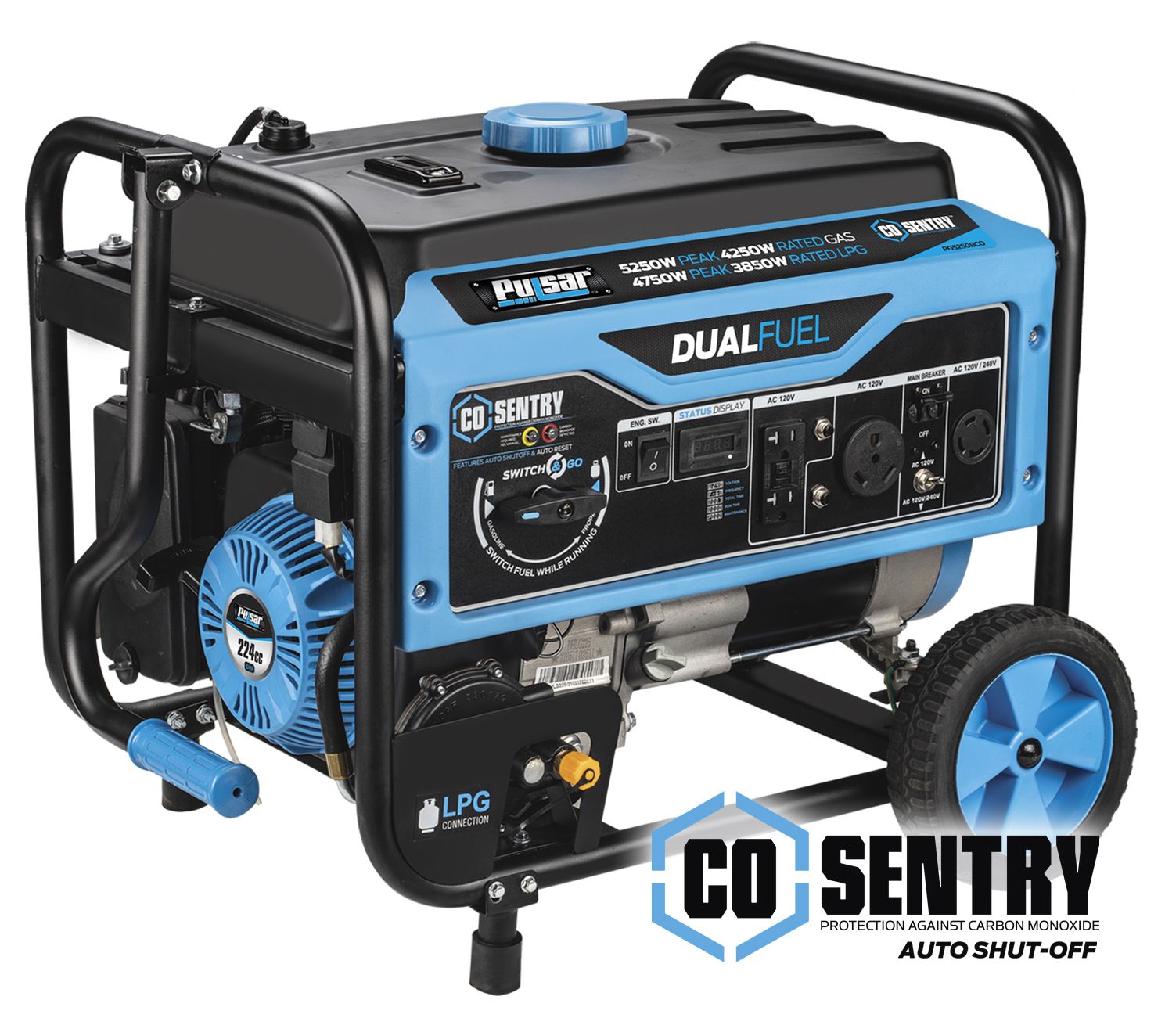 Pulsar 5250 Watt Dual Fuel Generator with CO Sentry