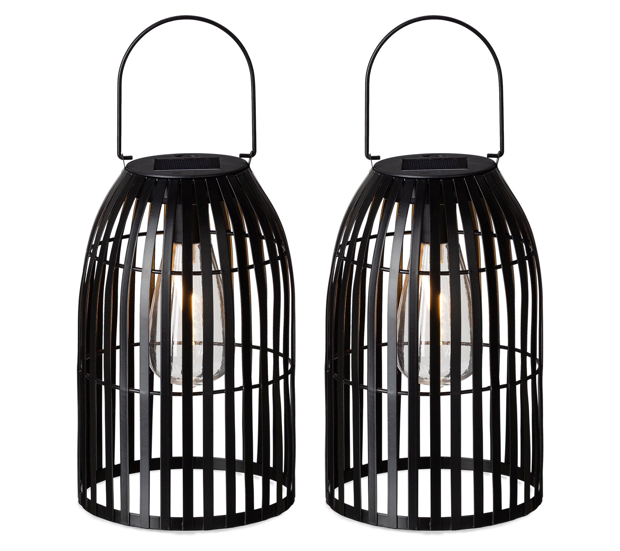 Glitzhome 9.75" Solar Powered Outdoor Hanging Lanterns S/2