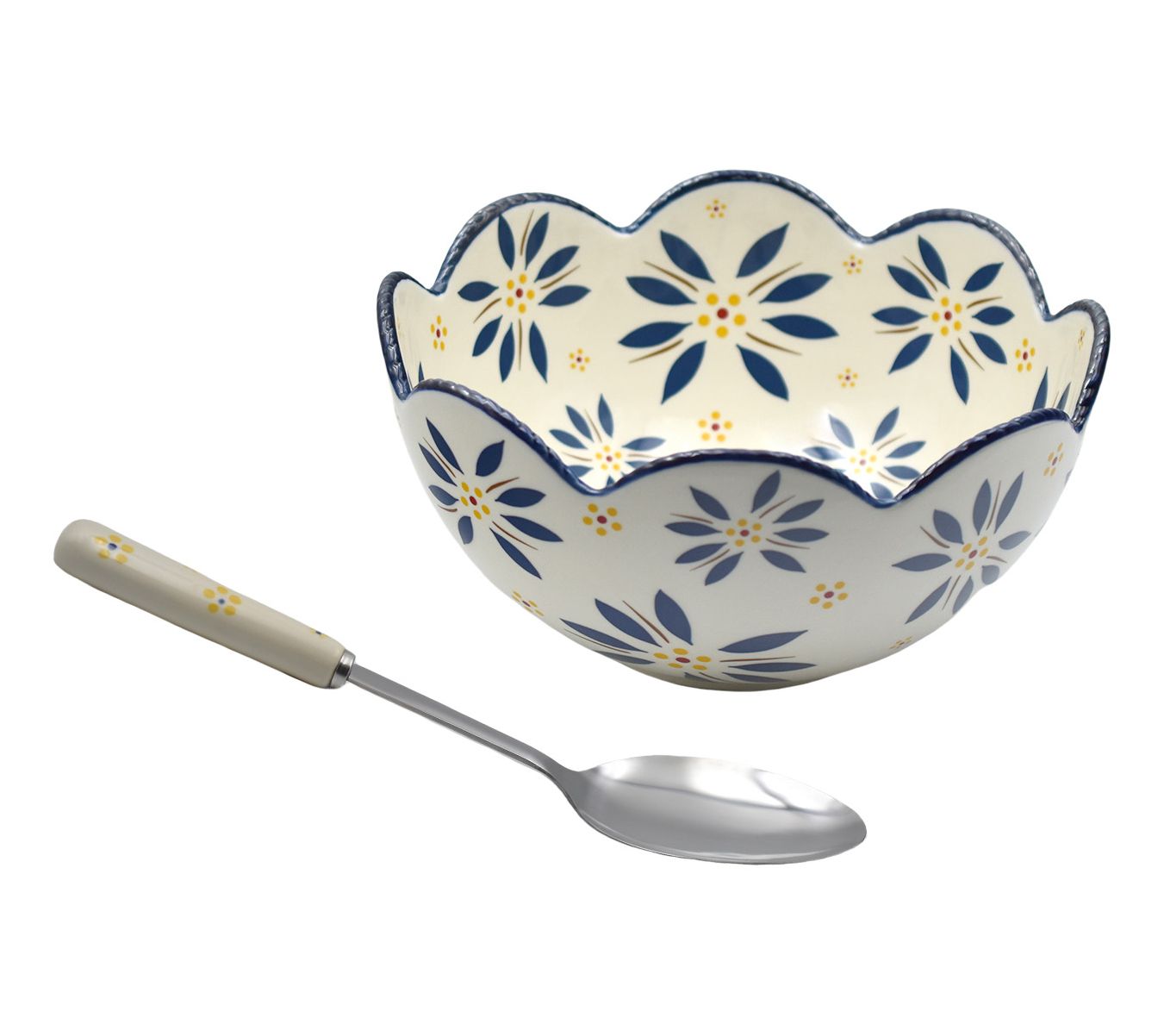 Temp-tations Old World 3-qt Scalloped Serving Bowl with Spoon