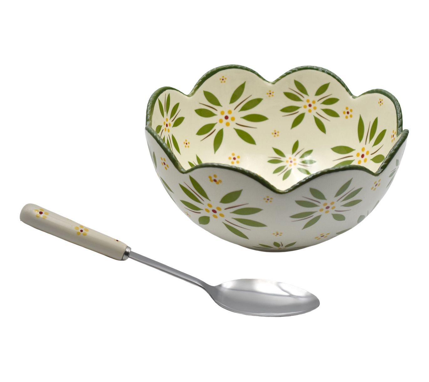 Temp-tations Old World 3-qt Scalloped Serving Bowl with Spoon