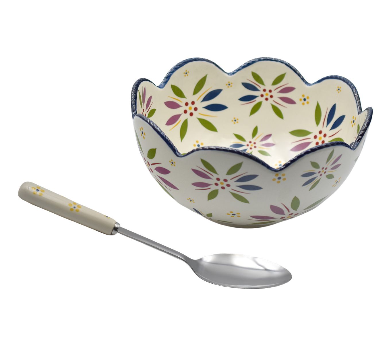 Temp-tations Old World 3-qt Scalloped Serving Bowl with Spoon