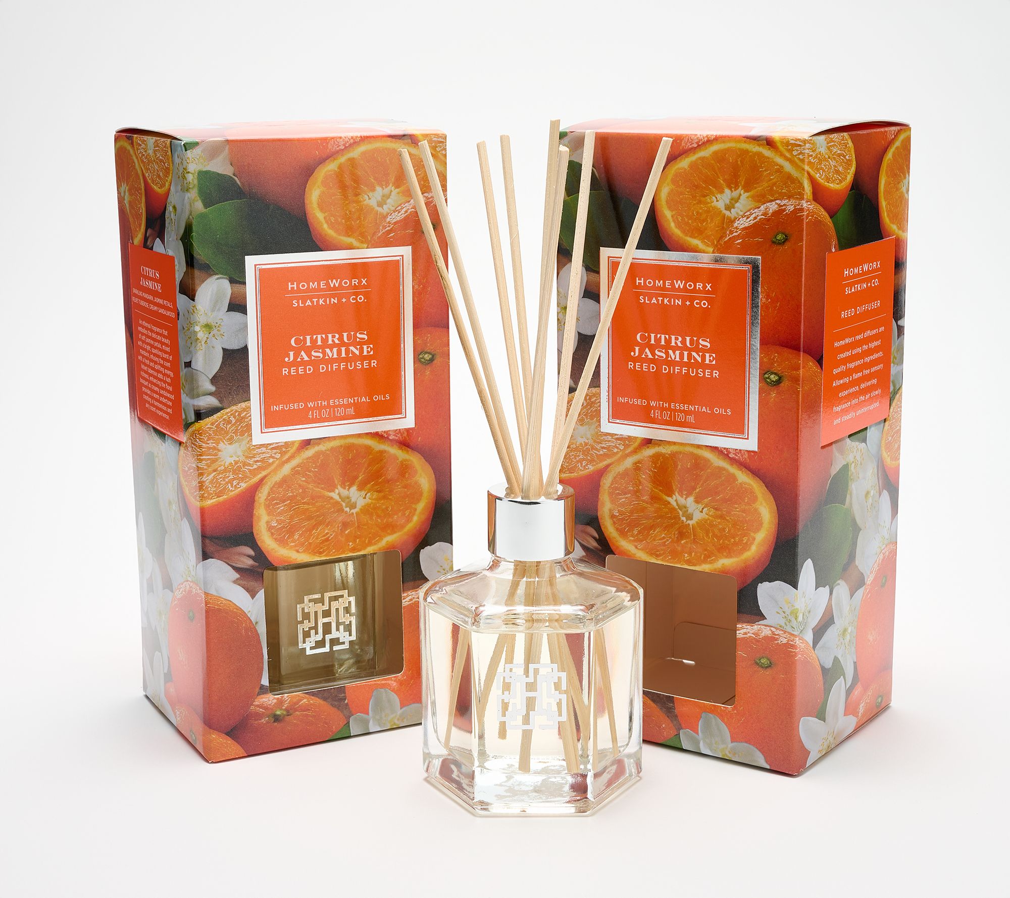 HomeWorx by Slatkin + Co. S/2 Citrus Jasmine Reed Diffusers