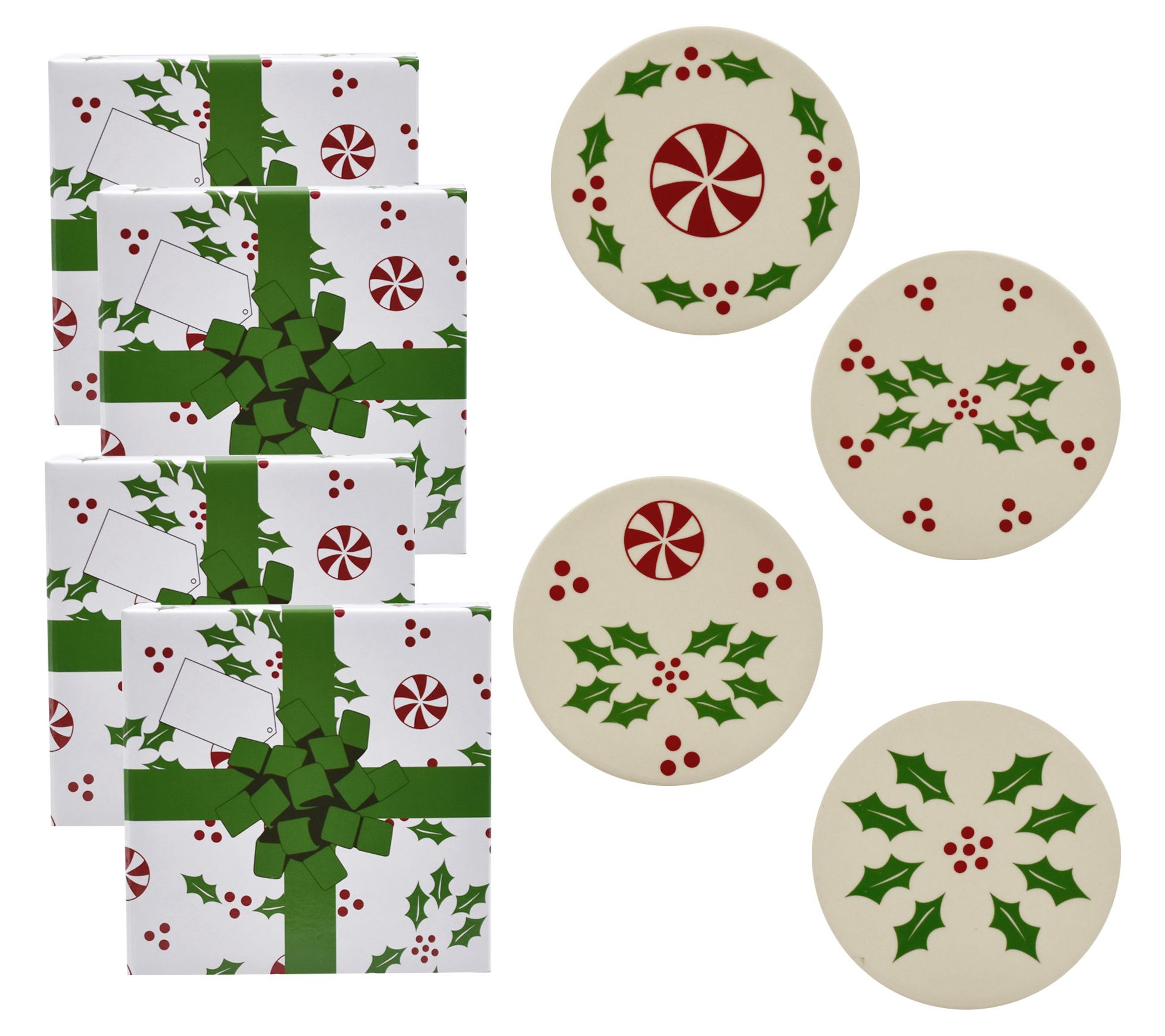 "As Is" Temp- tations Special Ed. Seasonal 4-pc Coaster with Gift Boxes