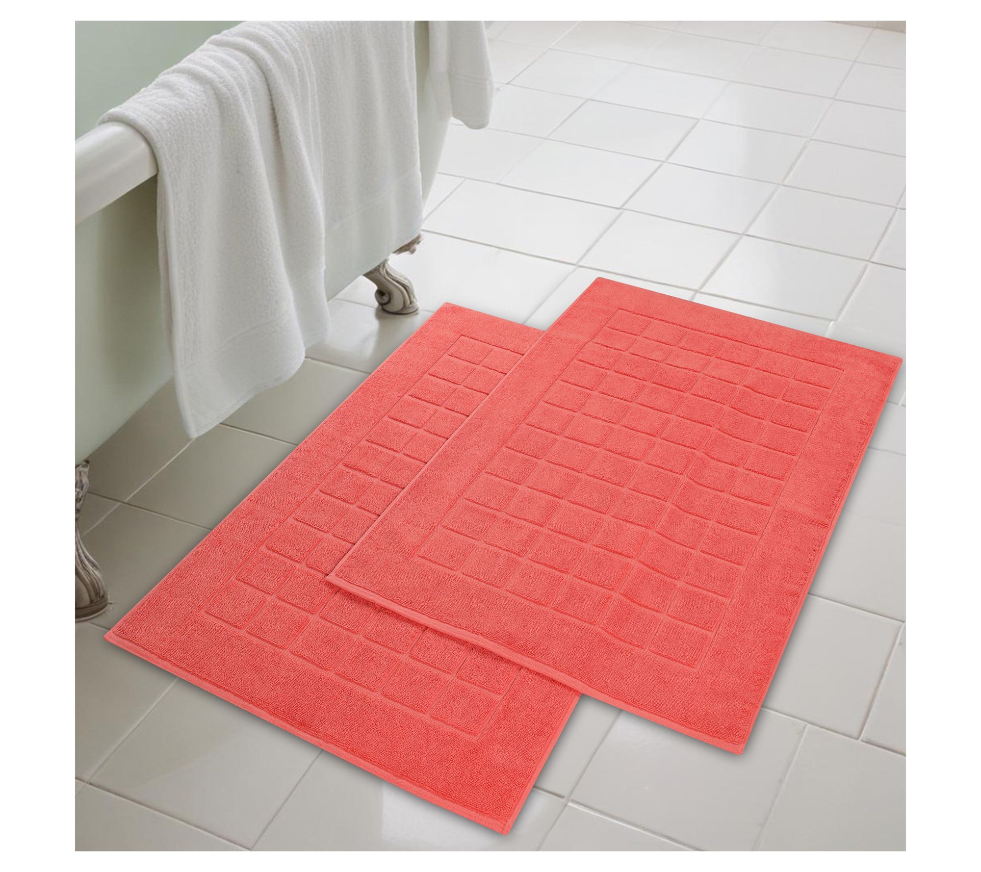 Superior 2 Piece Nora Cotton Absorbent Geometric Bathmats Set