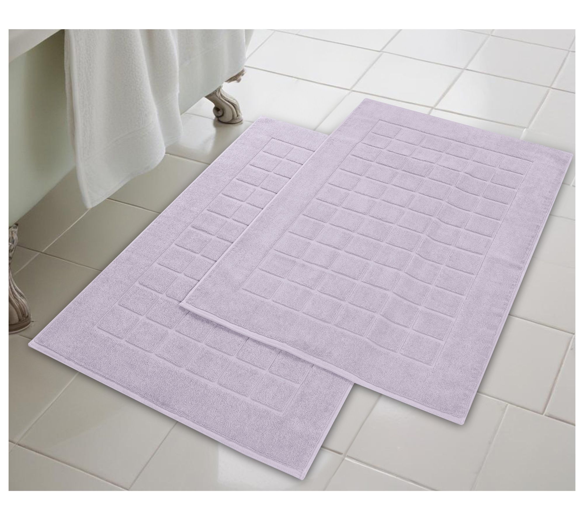 Superior 2 Piece Nora Cotton Absorbent Geometric Bathmats Set