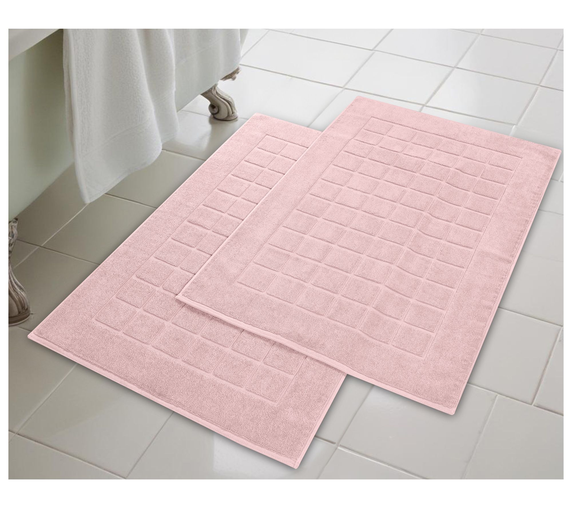 Superior 2 Piece Nora Cotton Absorbent Geometric Bathmats Set