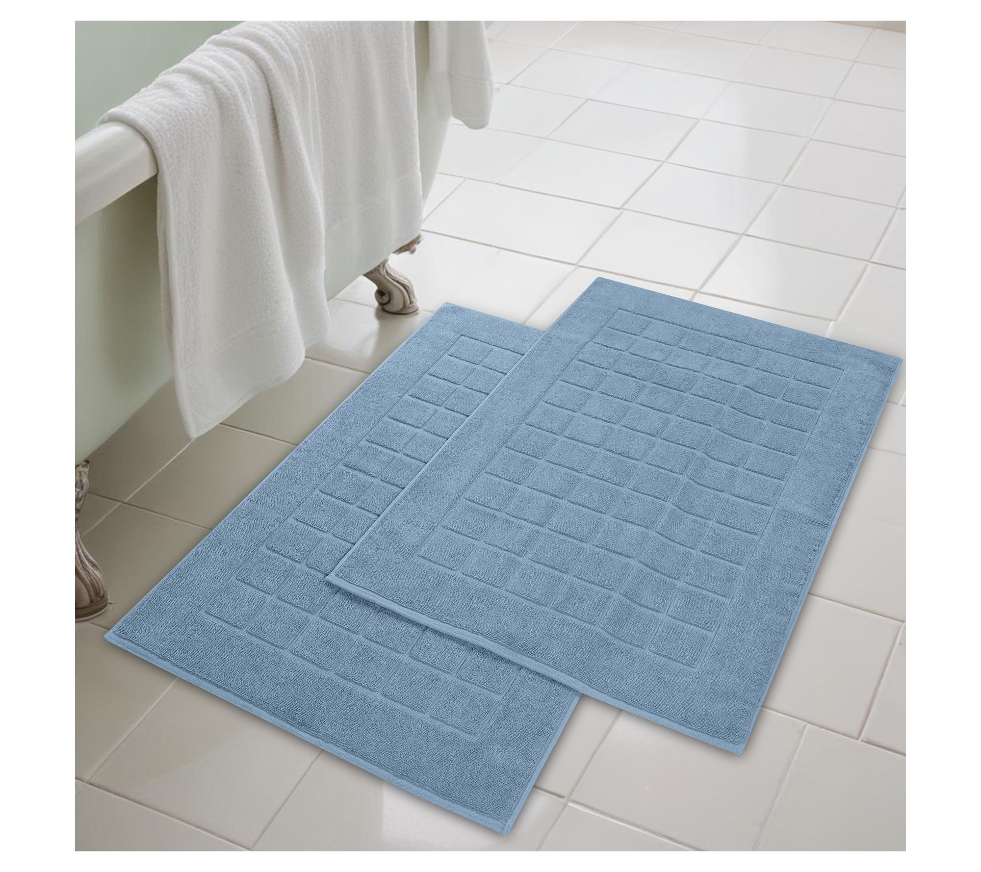 Superior 2 Piece Nora Cotton Absorbent Geometric Bathmats Set