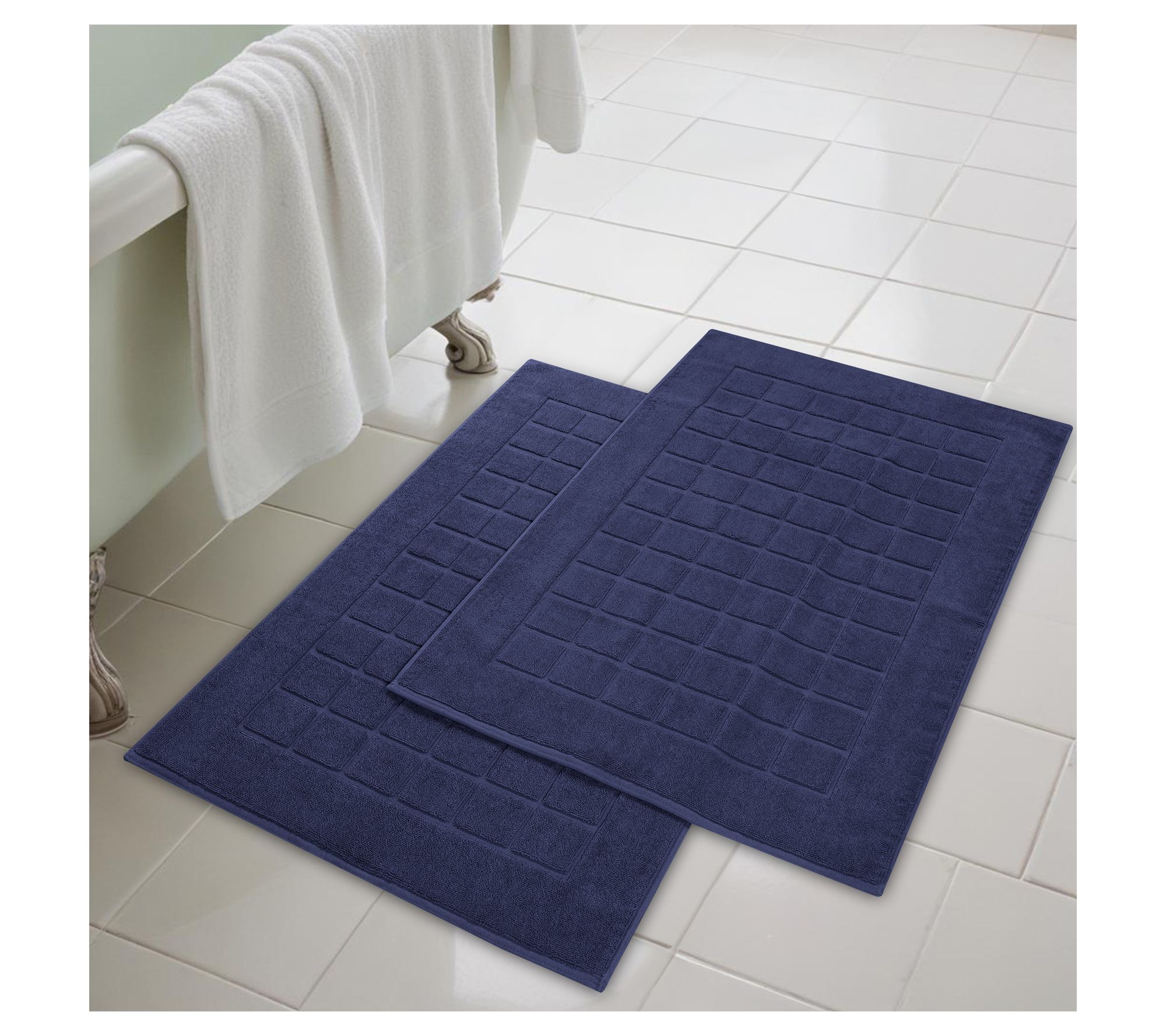 Superior 2 Piece Nora Cotton Absorbent Geometric Bathmats Set