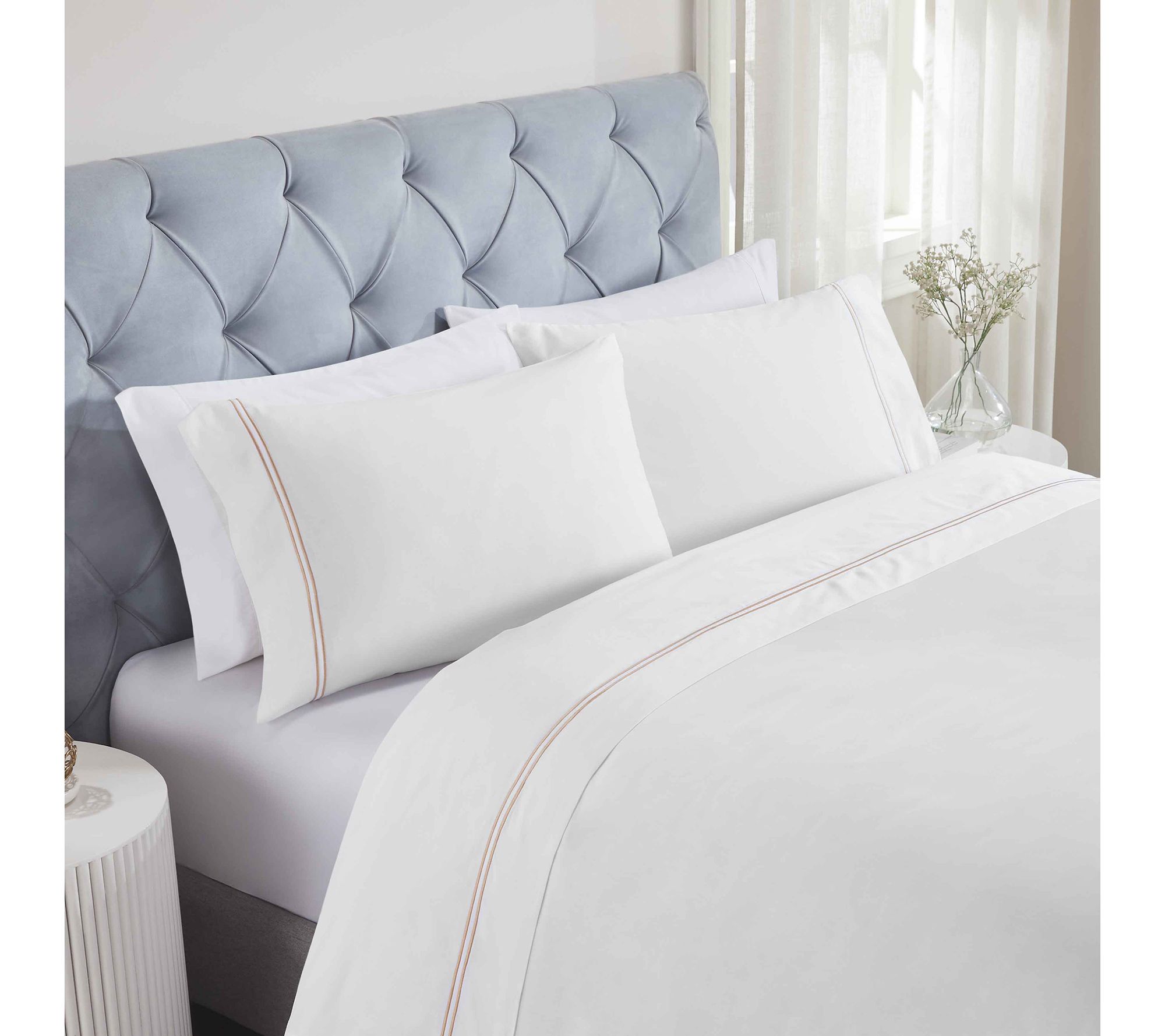 Superior Fieldstone Cotton Embroidered Bed Sheet Set-Cal/King