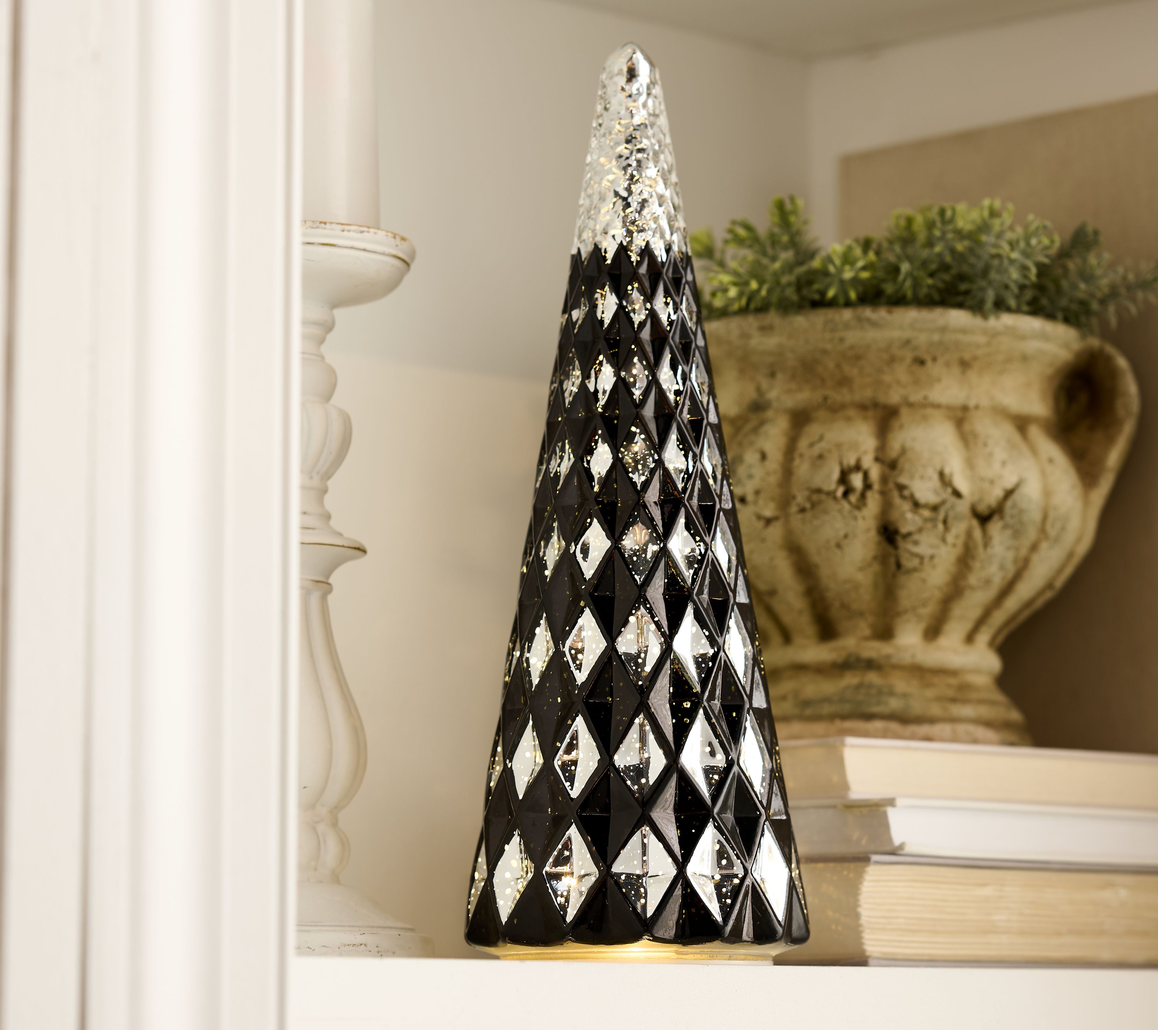 12.5" Illuminated Harlequin Glass Tree by Valerie