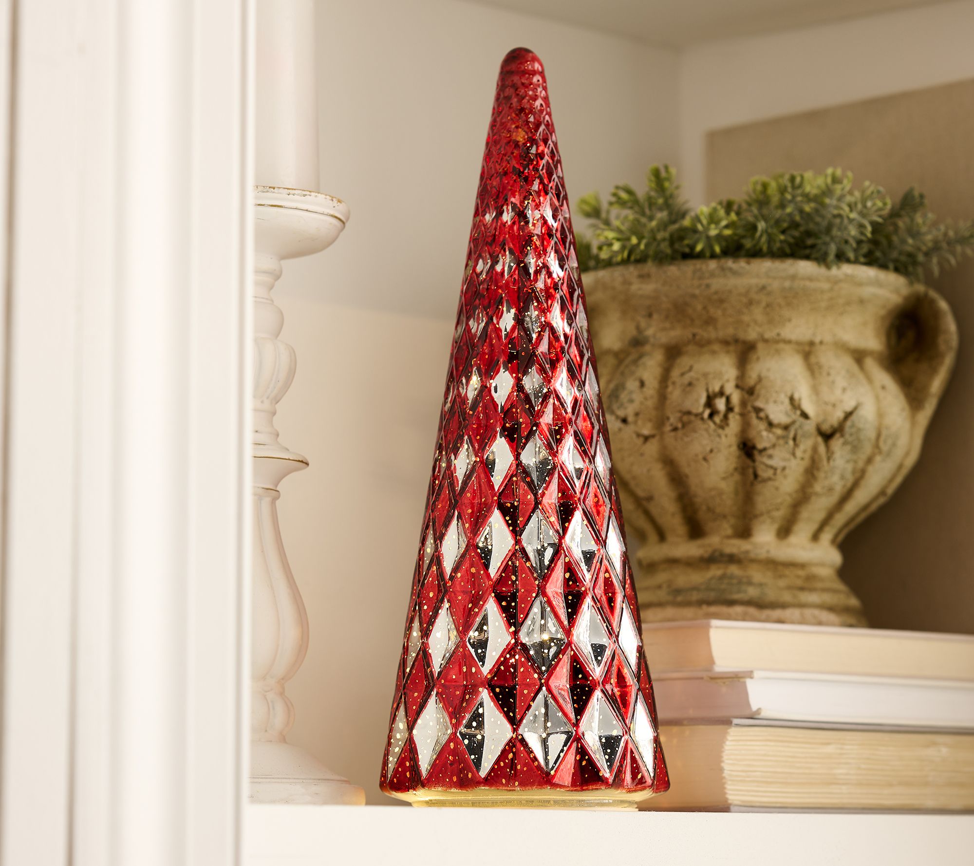 12.5" Illuminated Harlequin Glass Tree by Valerie