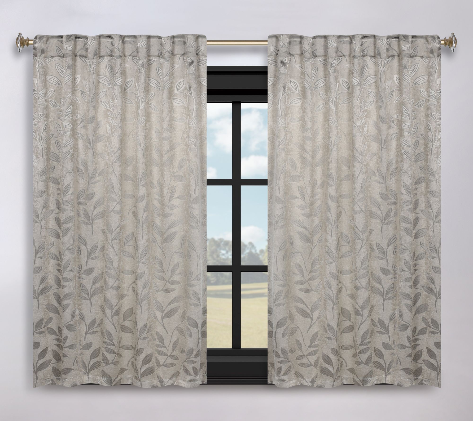 Superior Leaves Room Darkening Curtains with Ba ck Tabs, 52x63