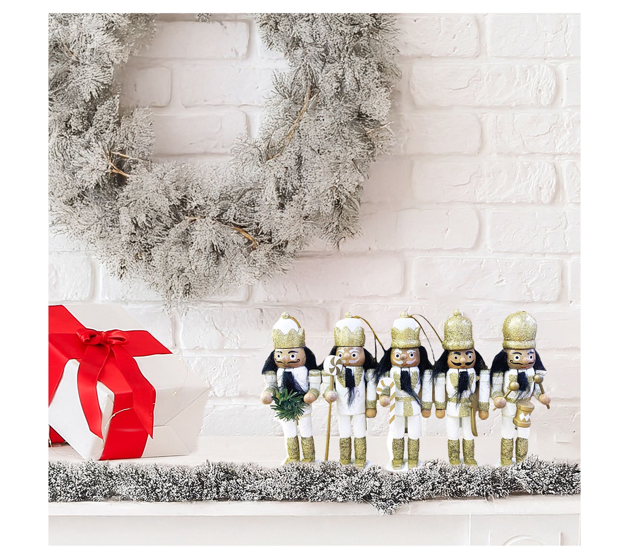 Santa's Workshop Black, White & Gold  Nutcracker, Set of 5