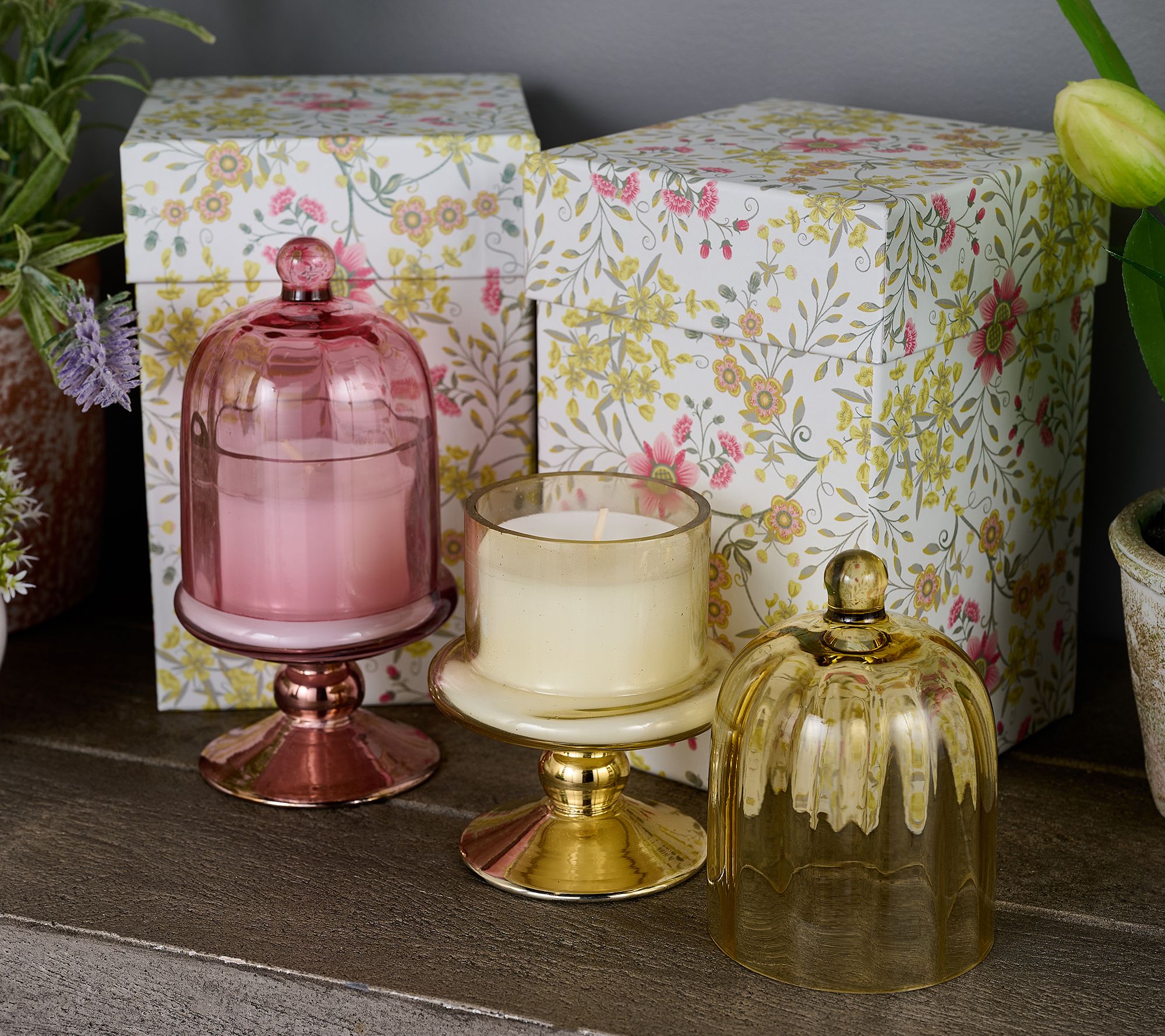 "As Is" Home Reflections S/2 Cake Stand Cloche Candles