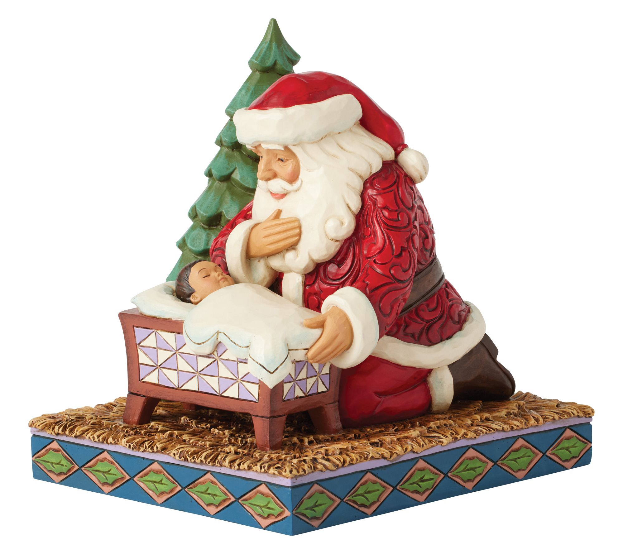 Jim Shore Santa Kneeling Over Baby Jesus Figurine 5.7in H