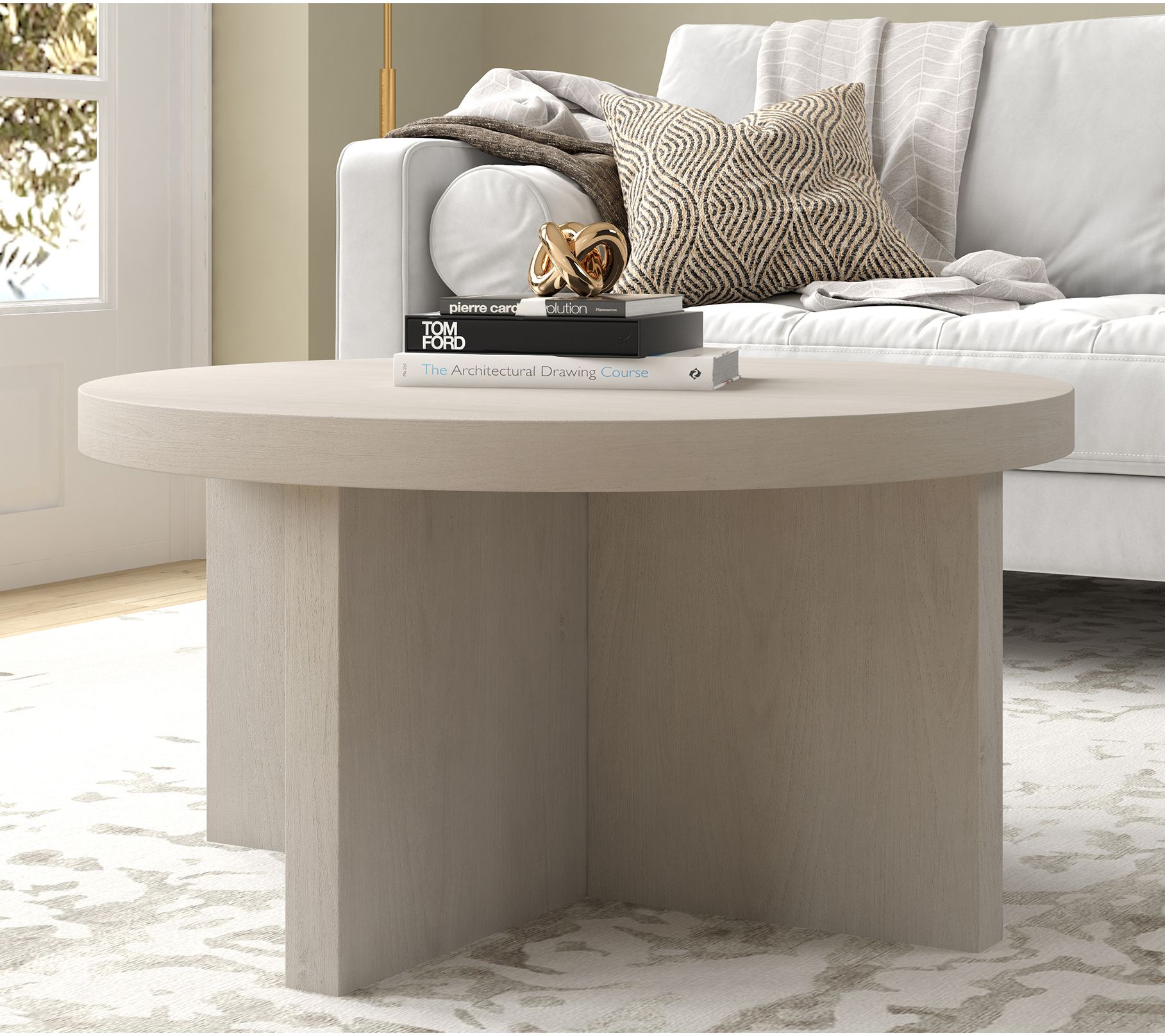 Hudson&Canal Elna 33" Wide Round Coffee Table