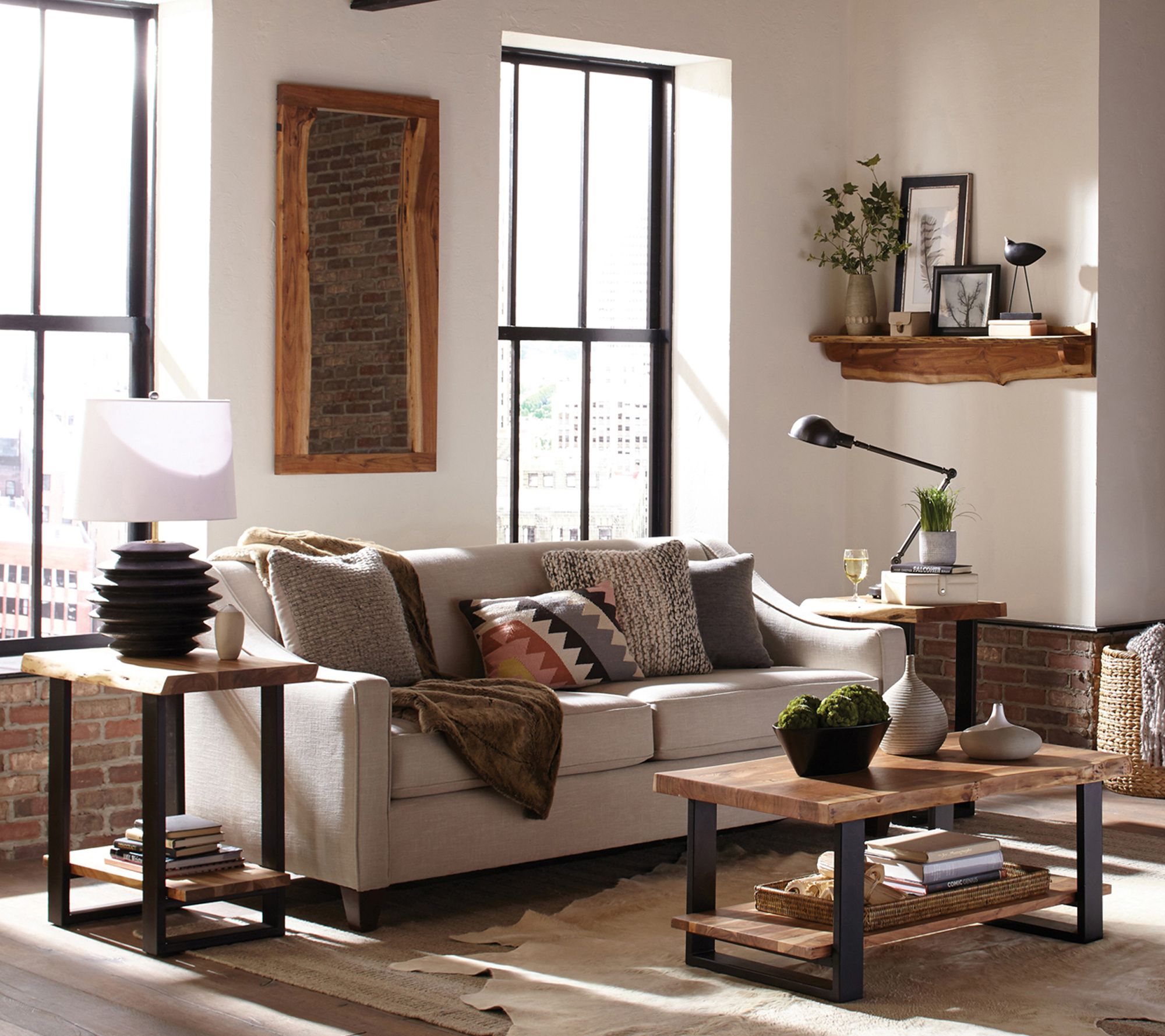 Alaterre Furniture Alpine Natural Live Edge 2-Shelf End Tables