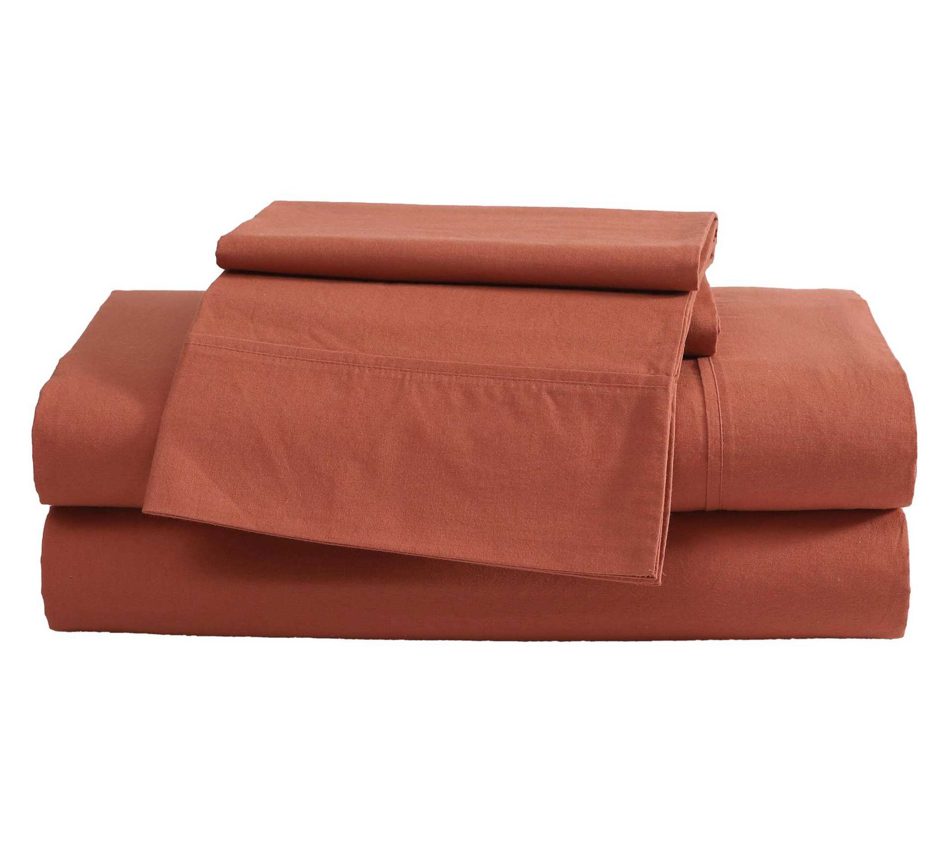 Eddie Bauer Deep Orange Cotton Percale Twin Sheet Set