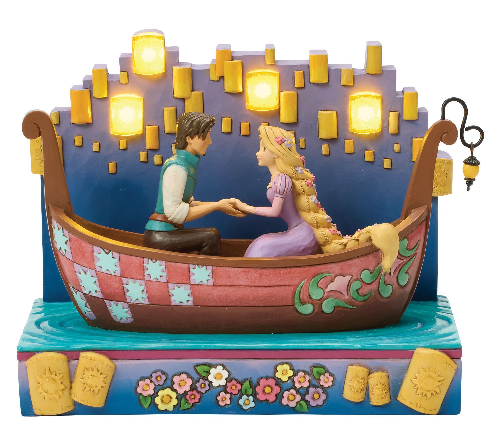 Jim Shore Disney Traditions Tangled Boat with LED Lanterns Fig