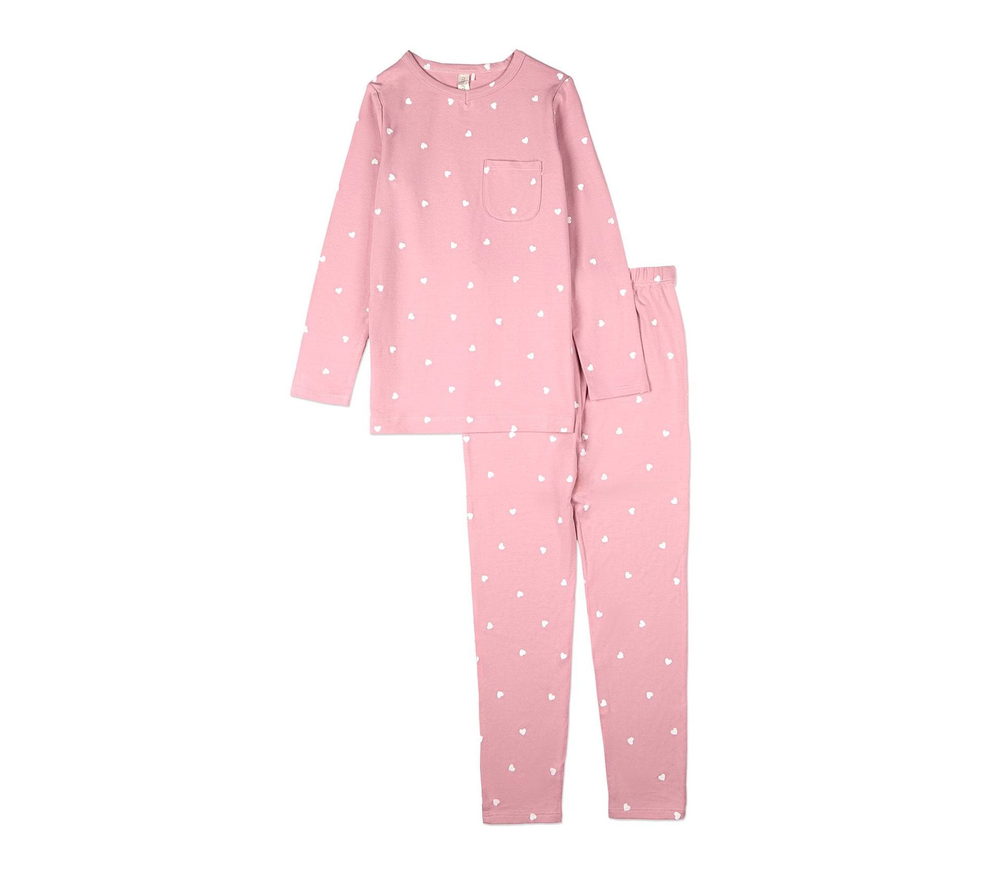 MiniMoi Girls Kind Hearts Rayon Blend Pull-On Pajama Set