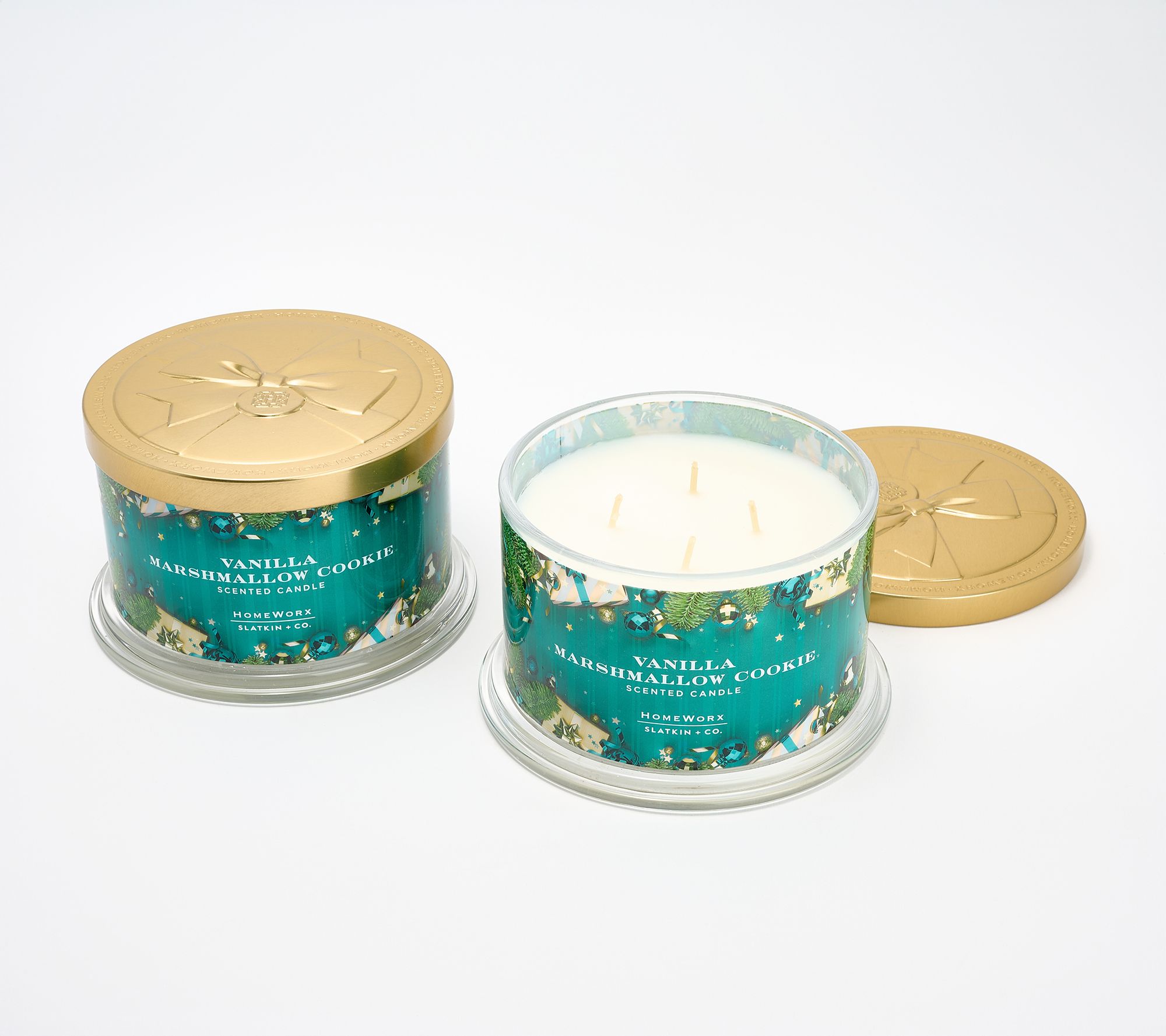 As Is HomeWorx by Slatkin + Co. S/2 18oz Fa La La Candles