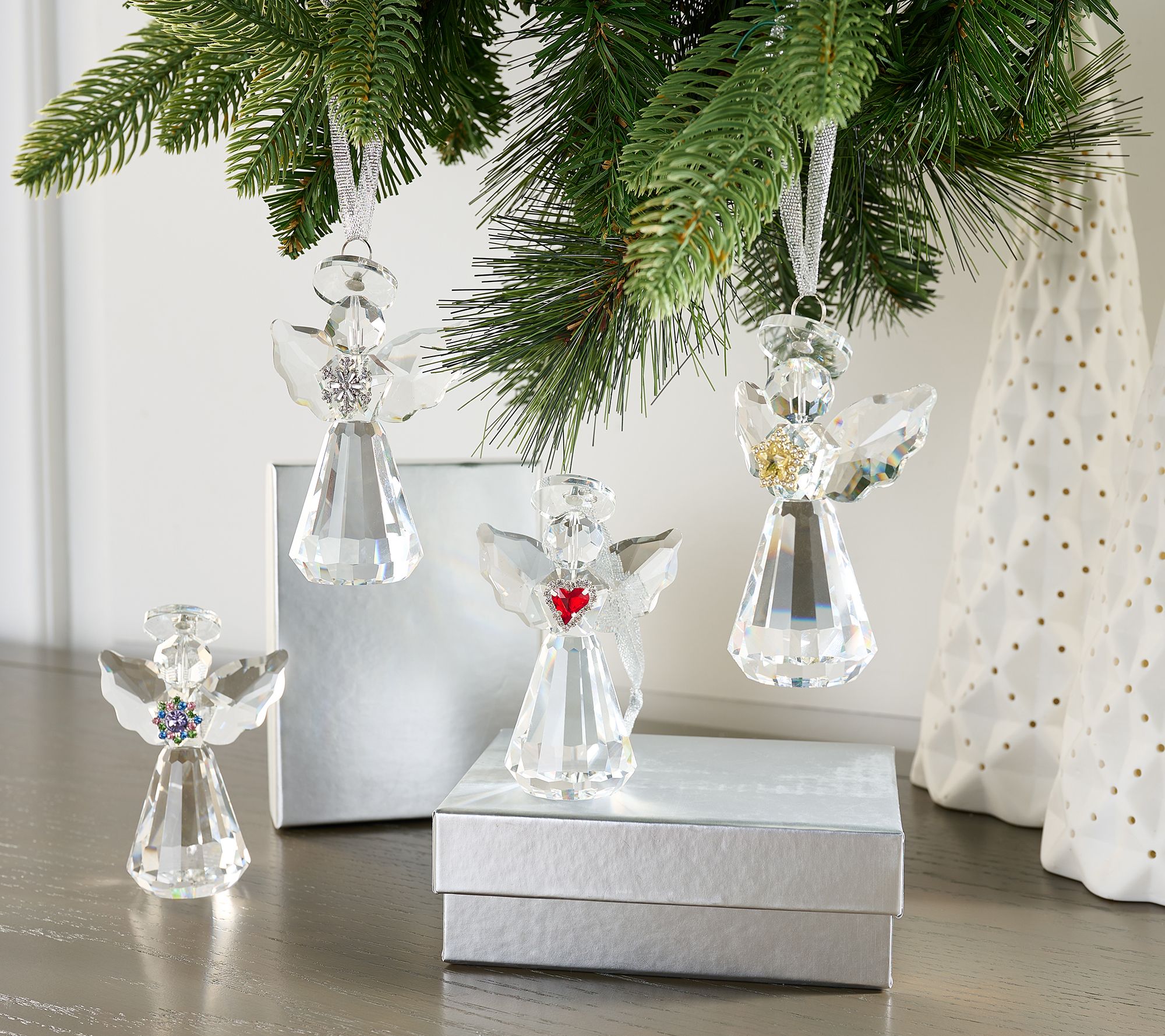 "As Is" S/4 Faceted Glass Angel Ornaments