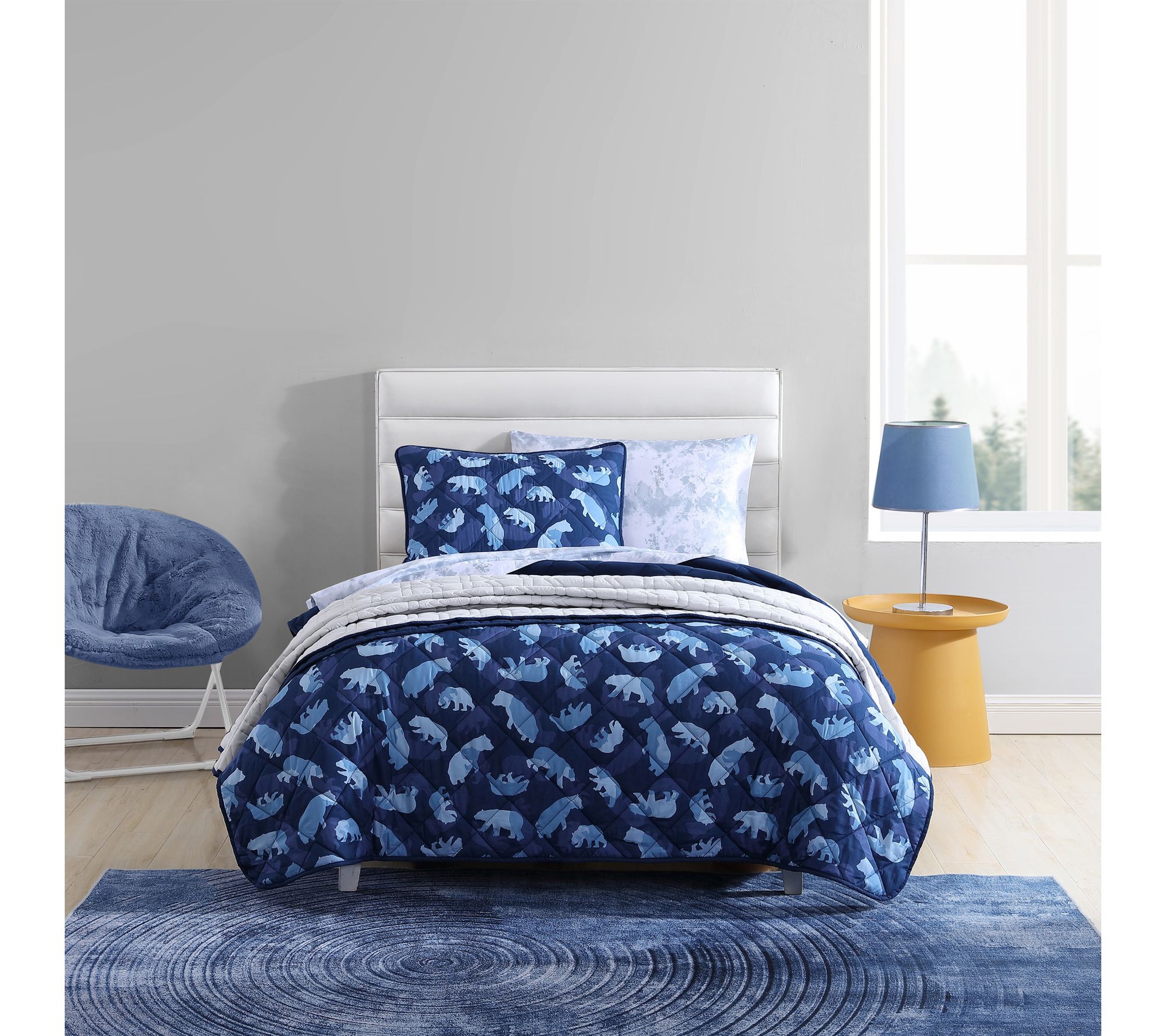 Eddie Bauer Kids Camp Camo Bear Navy Full QuiltSet