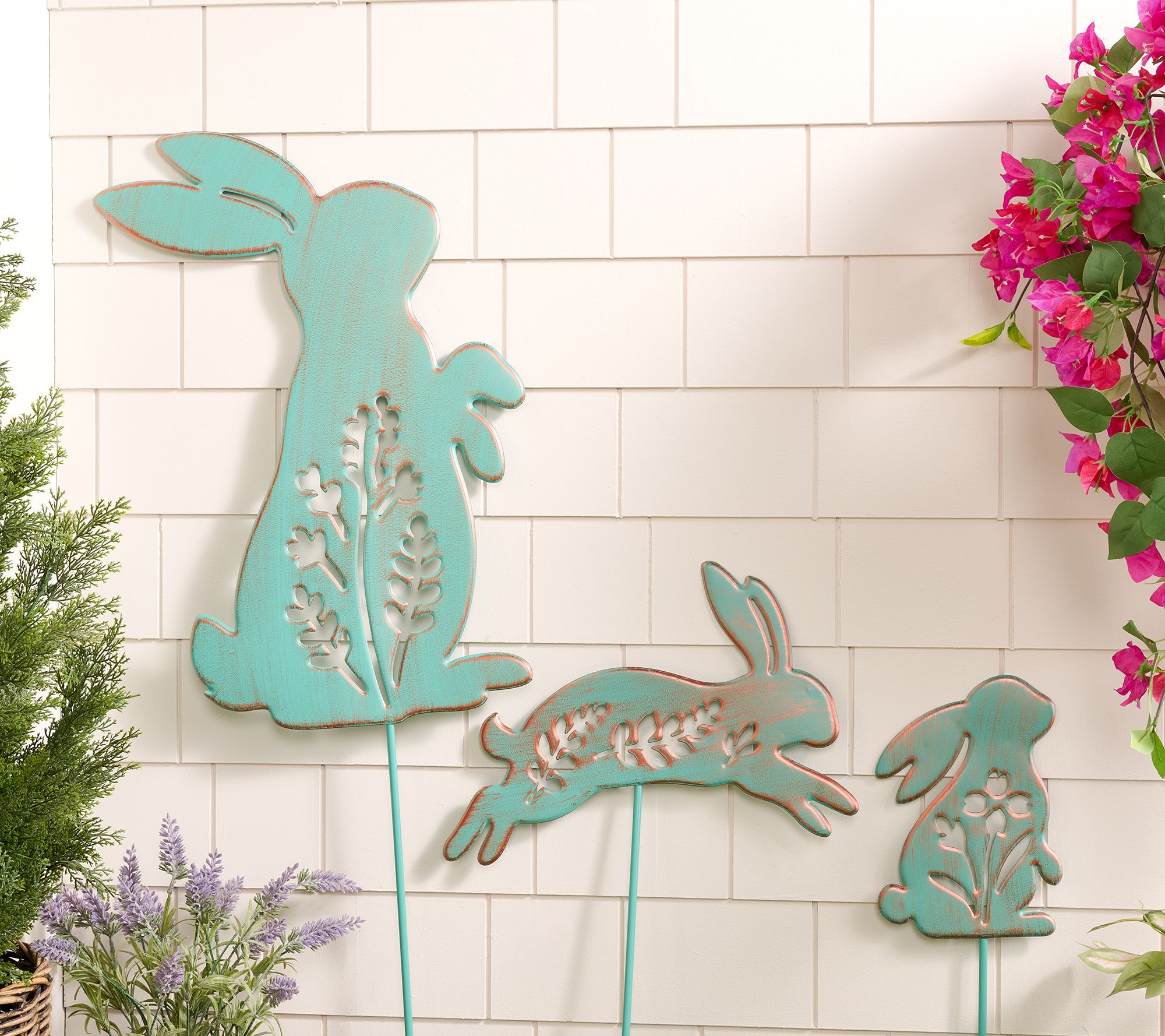 Home Reflections S/3 In/Outdoor Metal Bunny Stakes