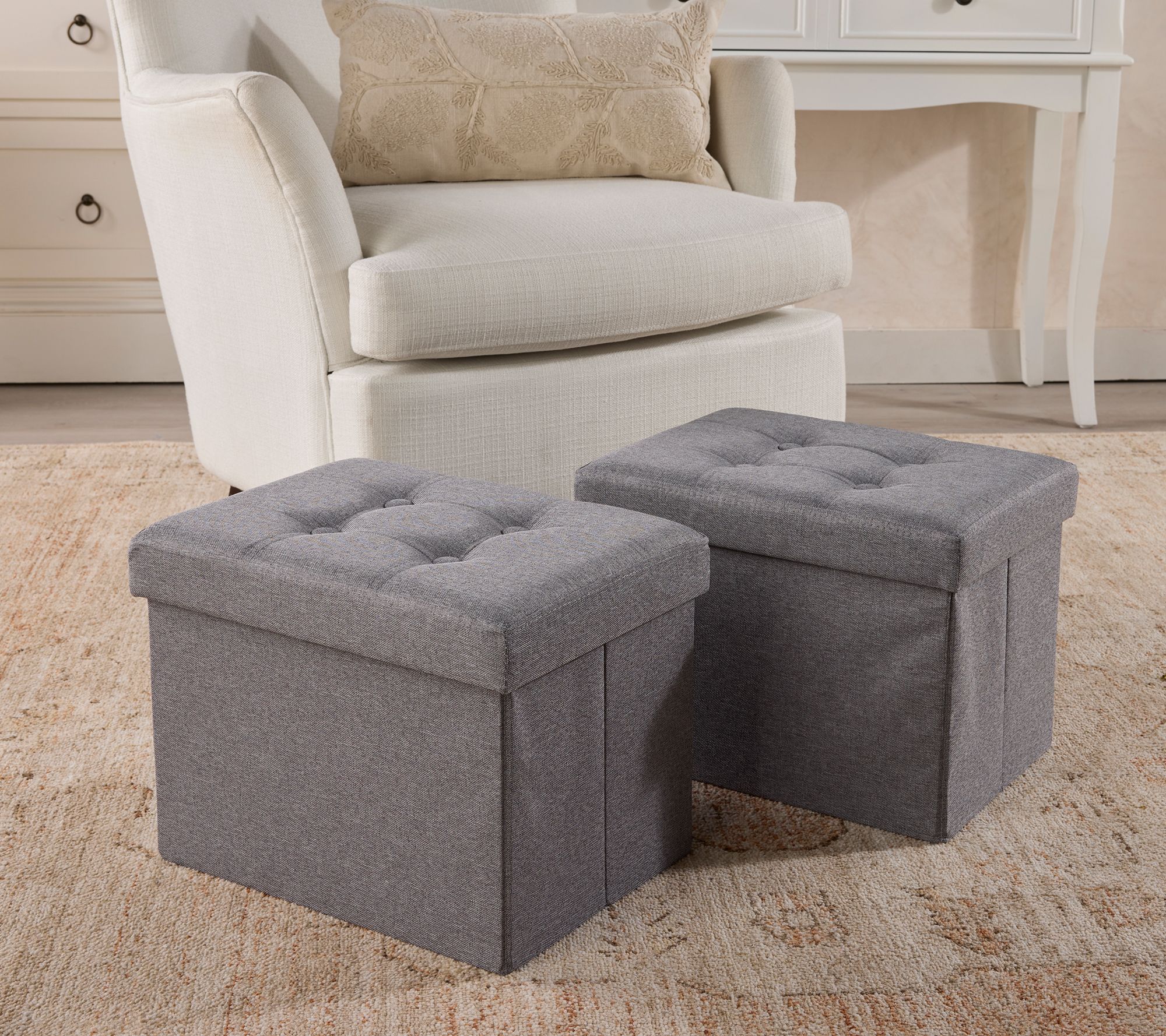 Home Reflections Set of 2 Collapsible Ottomans