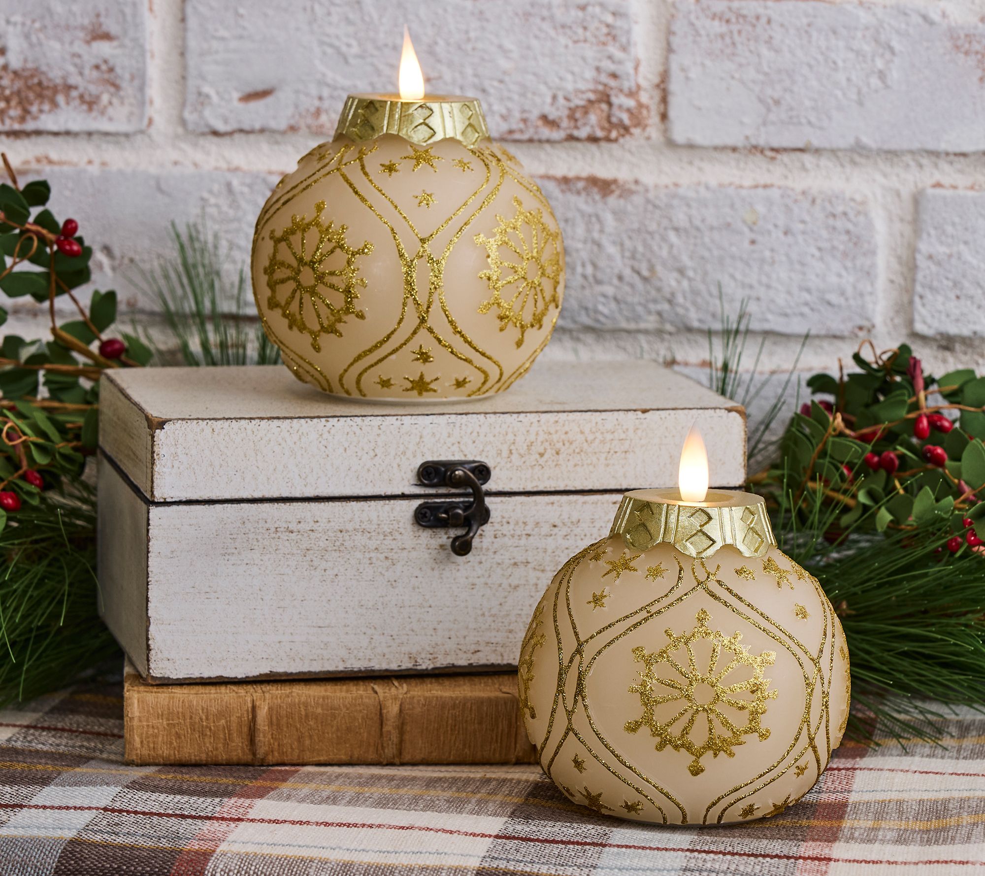 "As Is" Home Bliss S/2 Flameless Rechargeable Ornament Candle