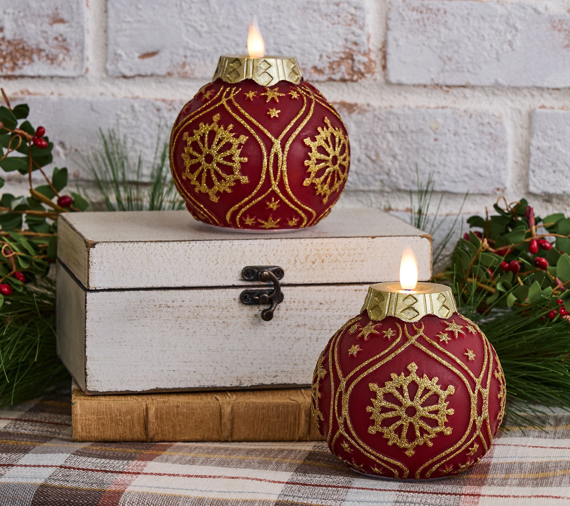 "As Is" Home Bliss S/2 Flameless Rechargeable Ornament Candle