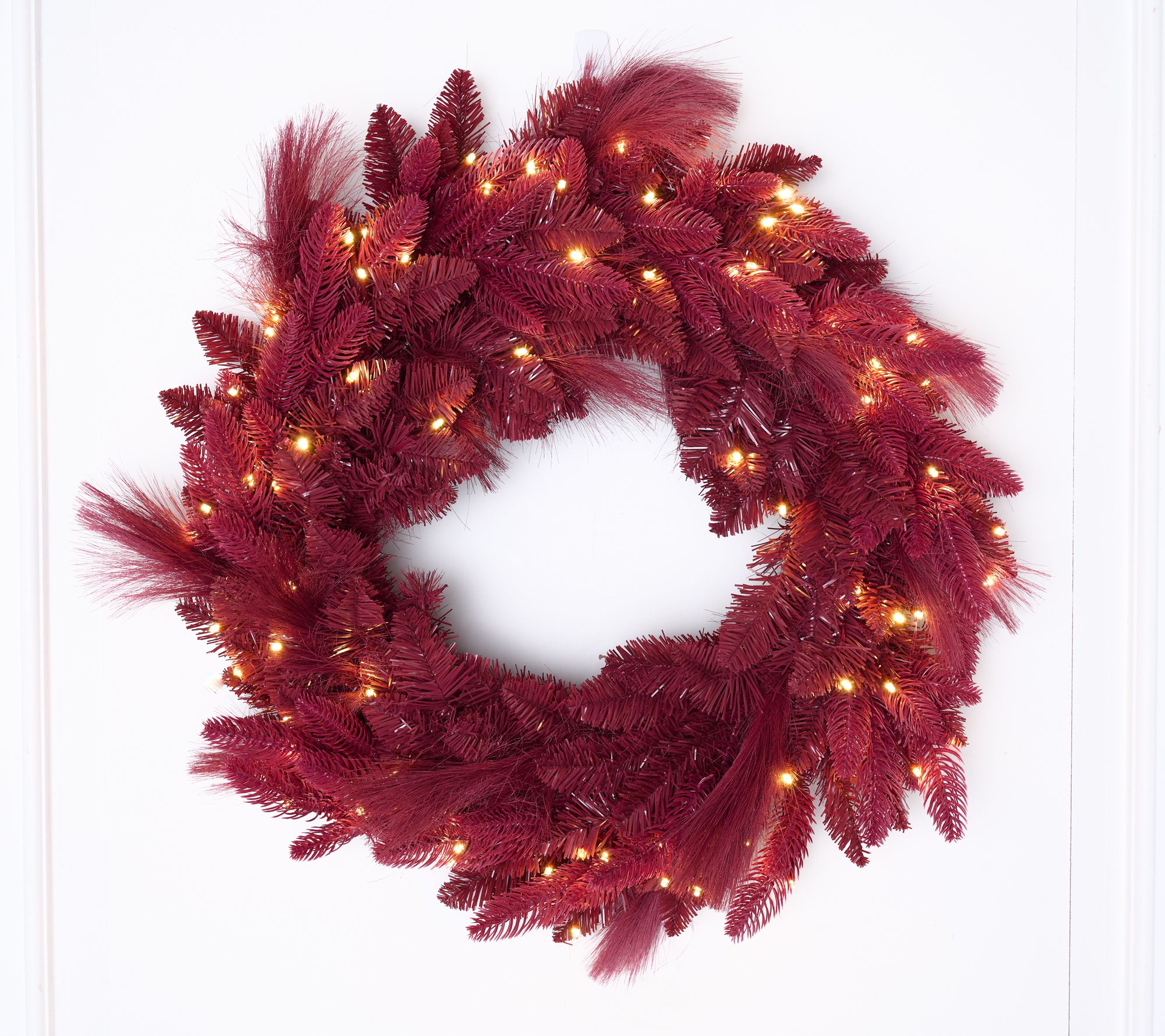 "As Is" 26" Illuminated Indoor/Outdoor Pampas Wreath by Kim Gravel