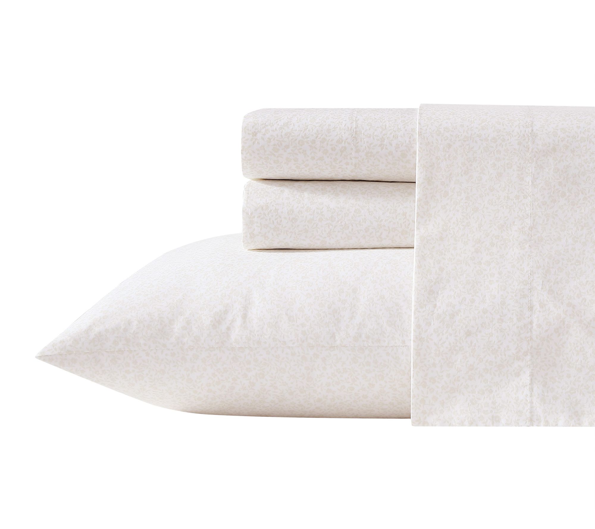 Laura Ashley Chelsie Vine Beige Cotton PercaleTwin Sheet Set