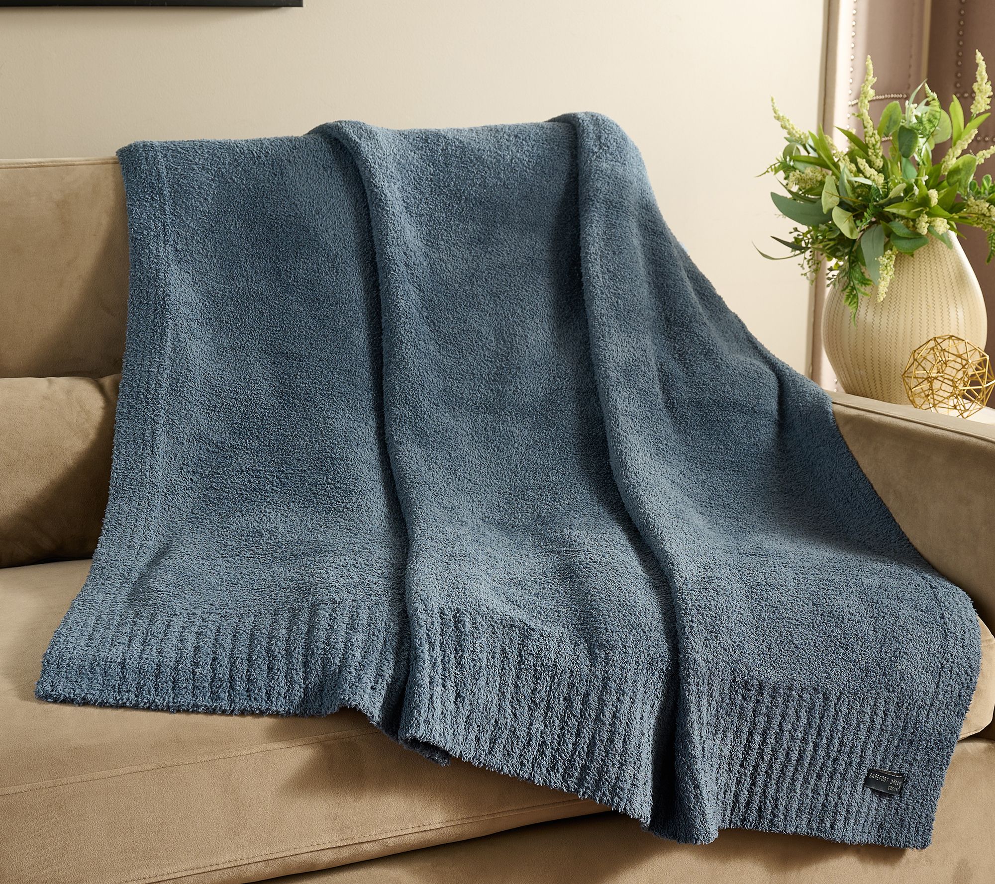 "As Is" Barefoot Dreams CozyChic 45x60 Stacked Rib Border Blanket
