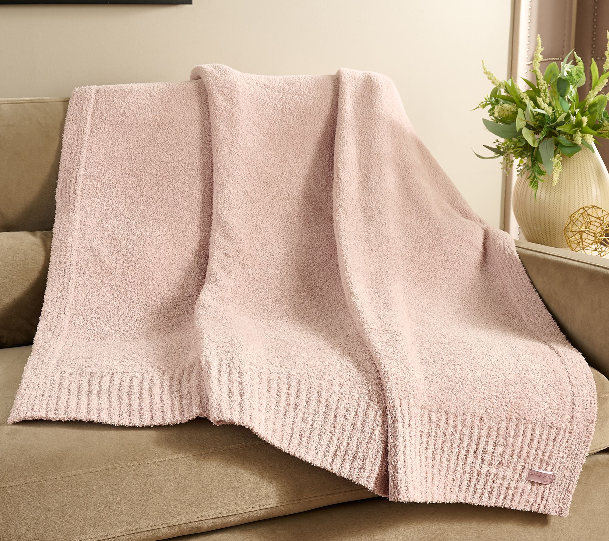 "As Is" Barefoot Dreams CozyChic 45x60 Stacked Rib Border Blanket