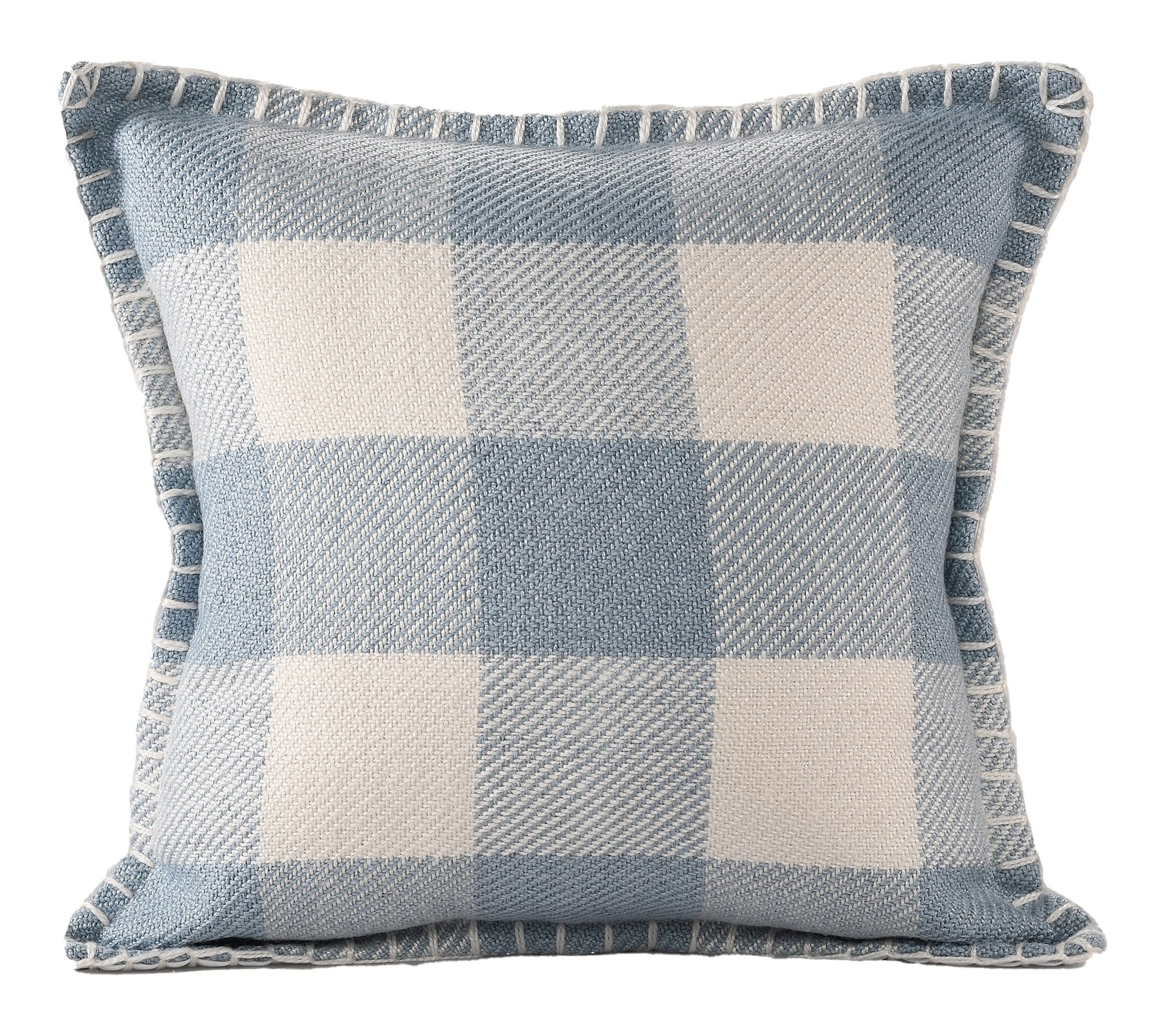 Ox Bay Blue Plaid Down Alternative Polyester Pillow, 20" x 20"