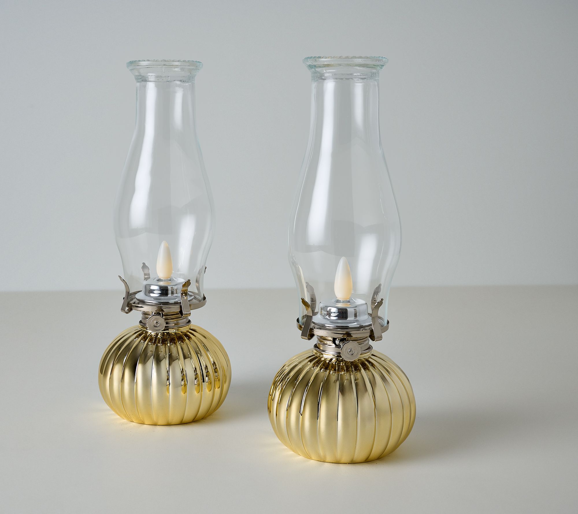 Bethlehem Lights Set of 2 Faux Oil Lamps with Flame Dial