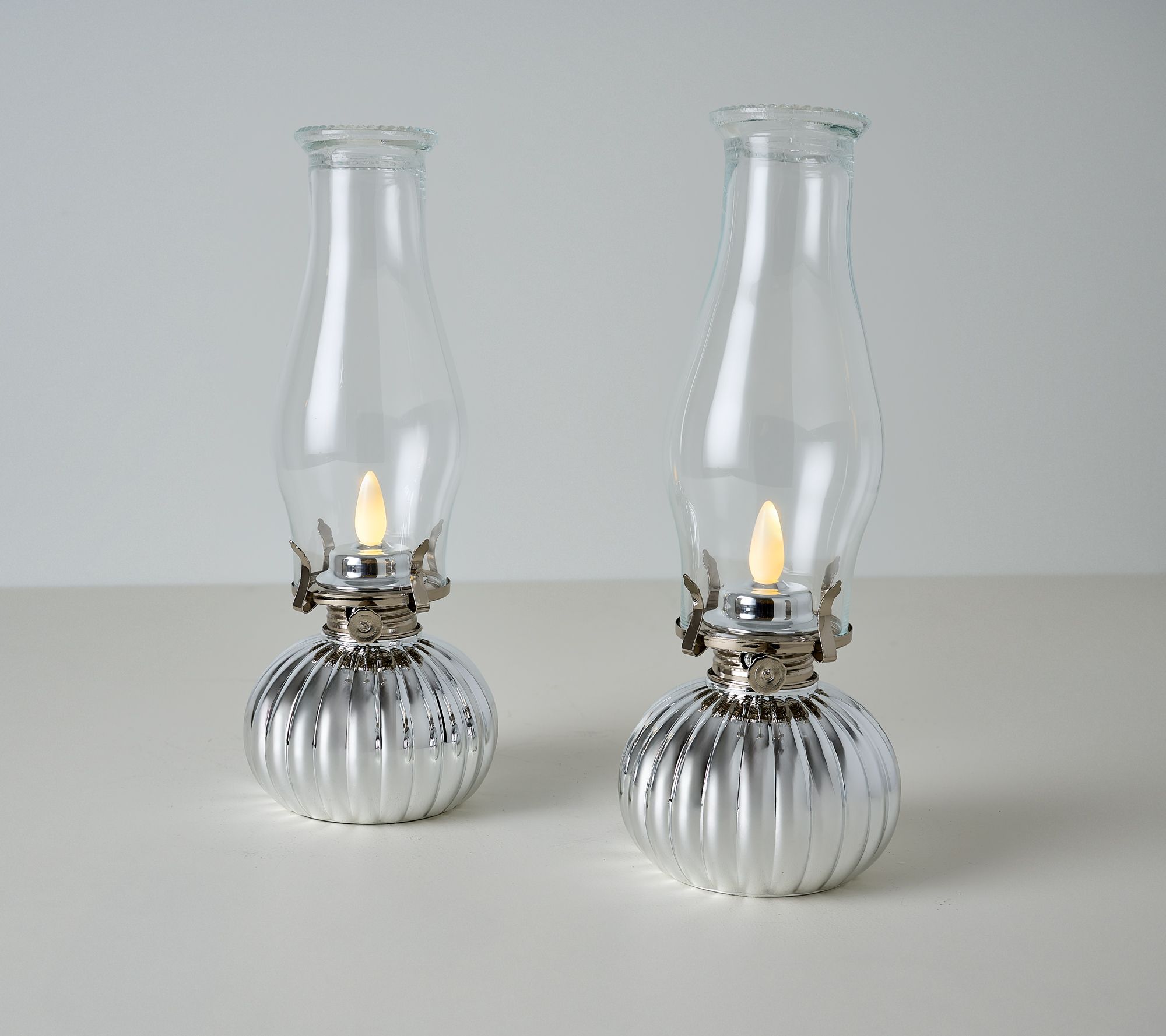Bethlehem Lights Set of 2 Faux Oil Lamps with Flame Dial