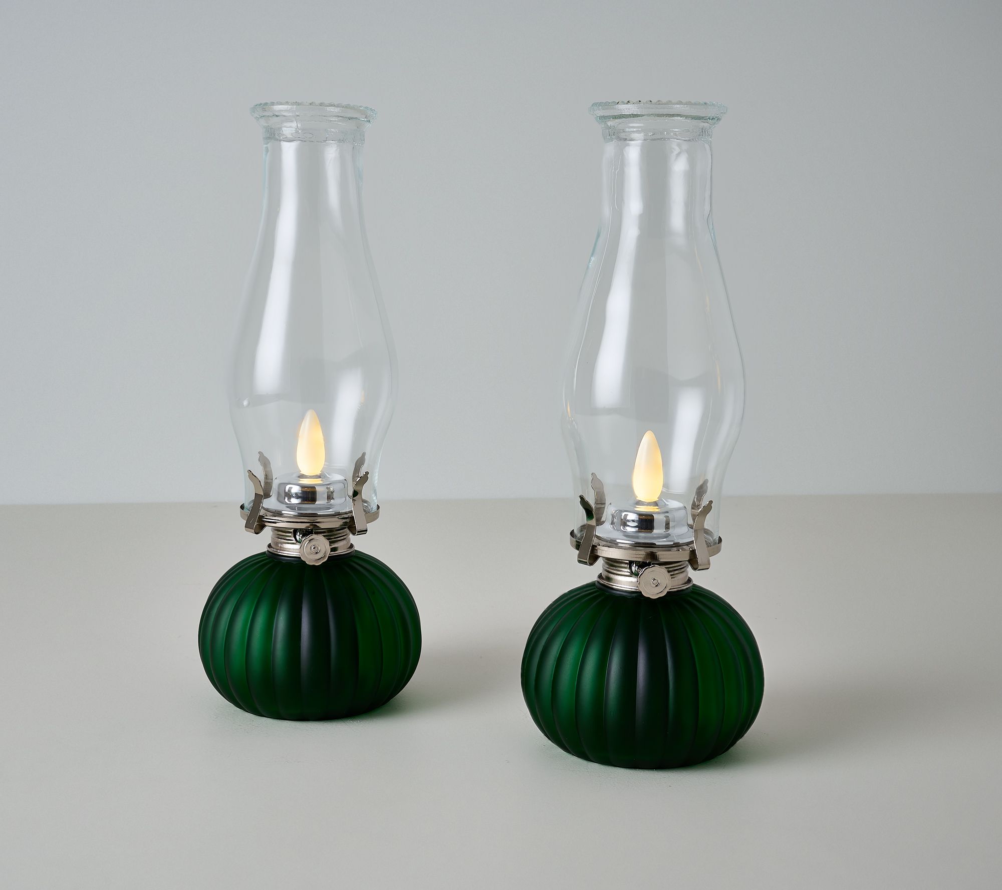 Bethlehem Lights Set of 2 Faux Oil Lamps with Flame Dial