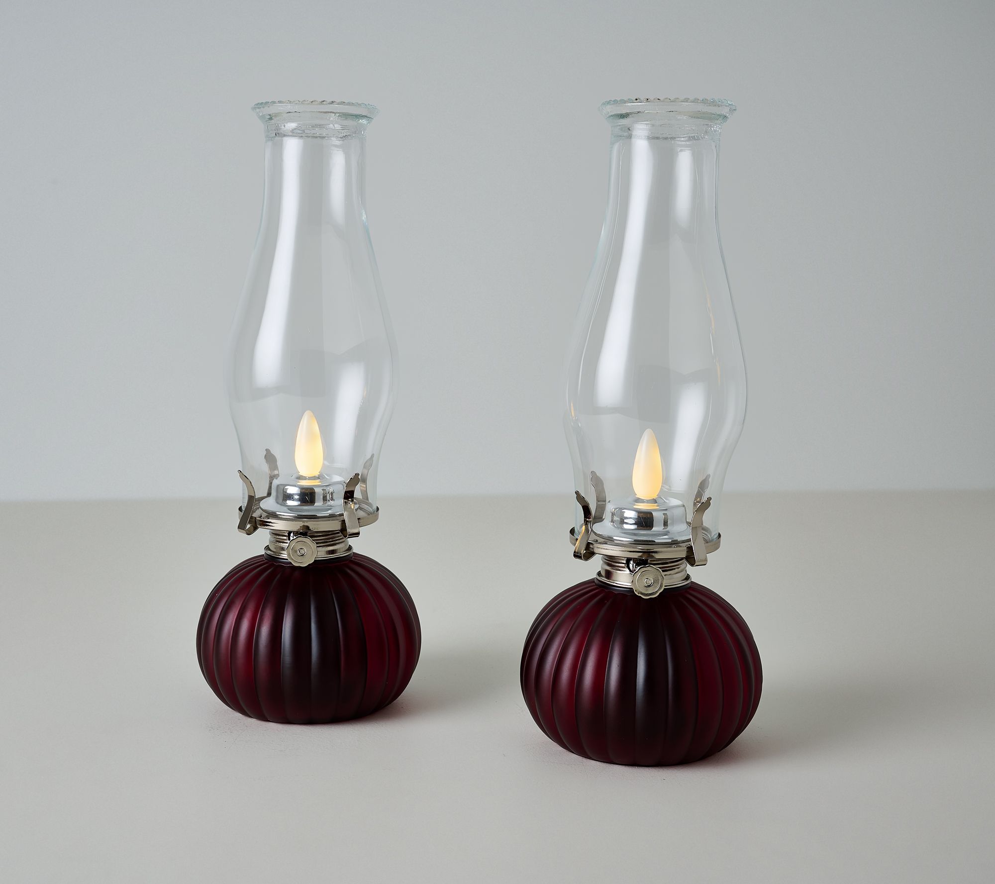 Bethlehem Lights Set of 2 Faux Oil Lamps with Flame Dial
