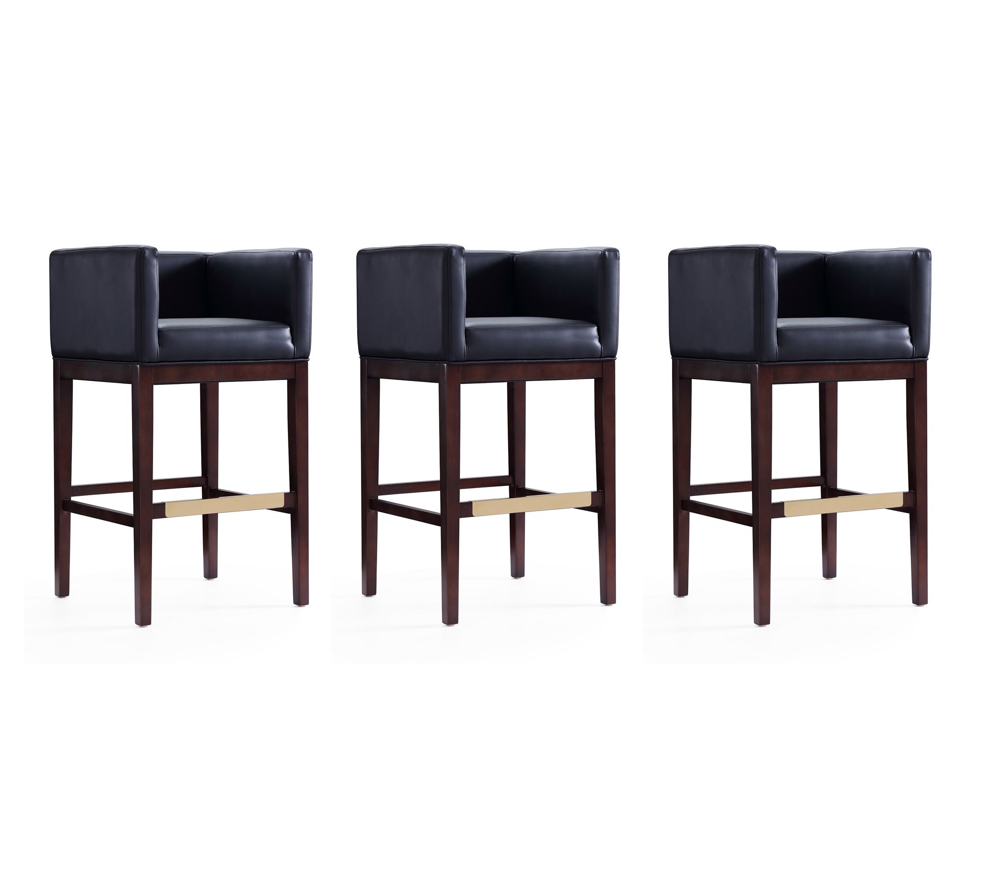 Manhattan Comfort Kingsley Wood Upholstered Barstool- Set of 3