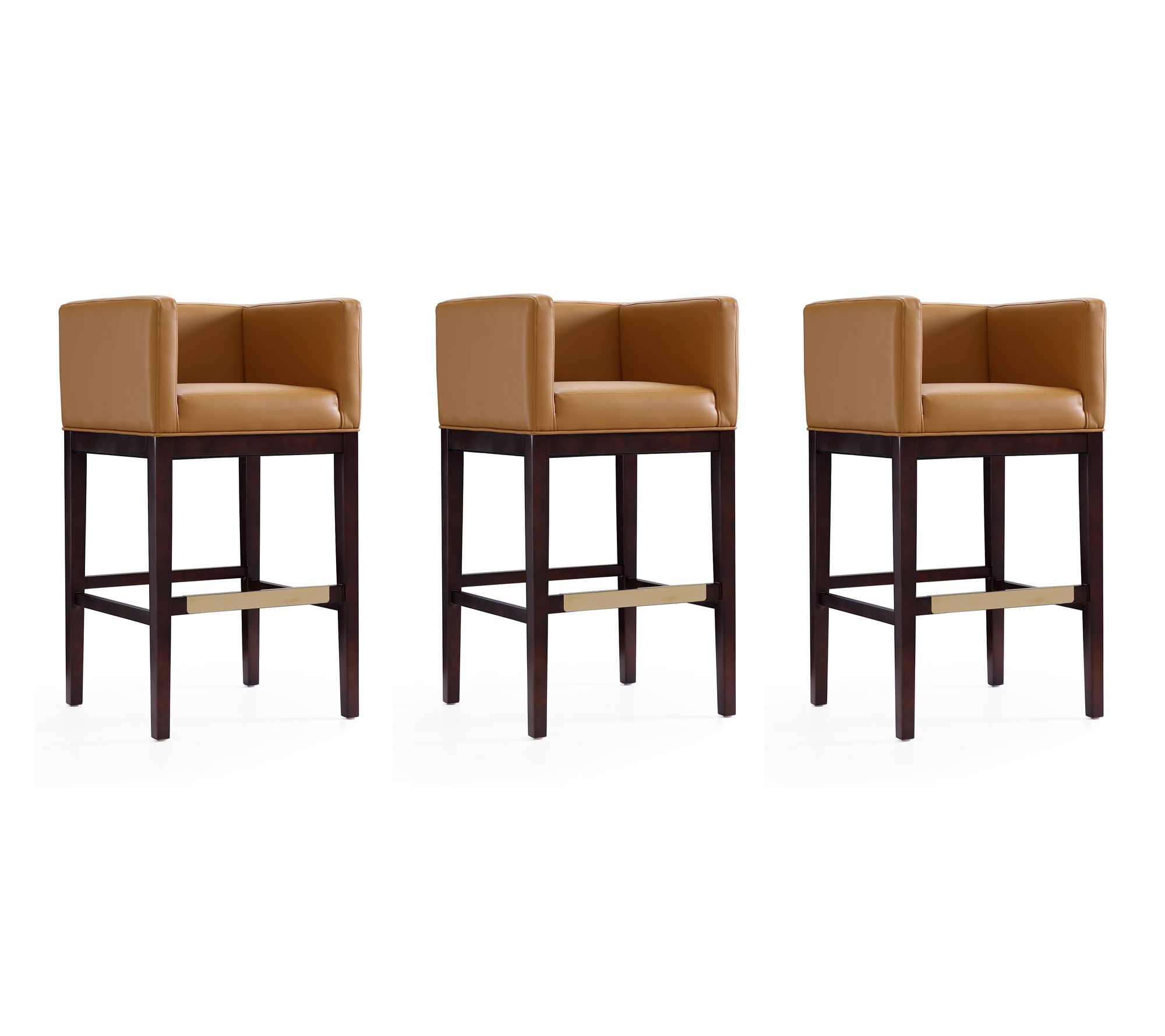 Manhattan Comfort Kingsley Wood Upholstered Barstool- Set of 3