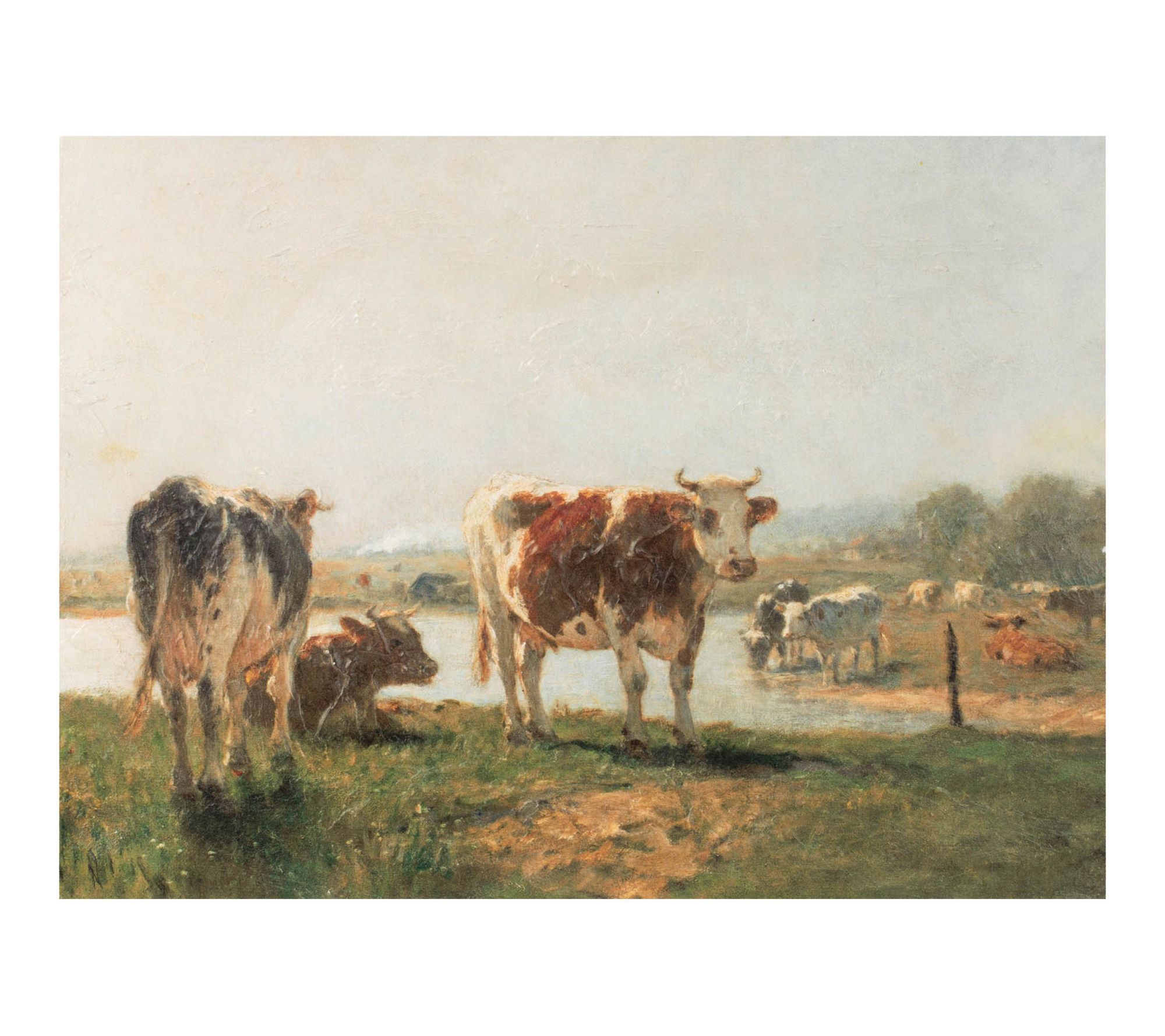 Melrose International Cattle Landscape Print Wall Art 15.75"L