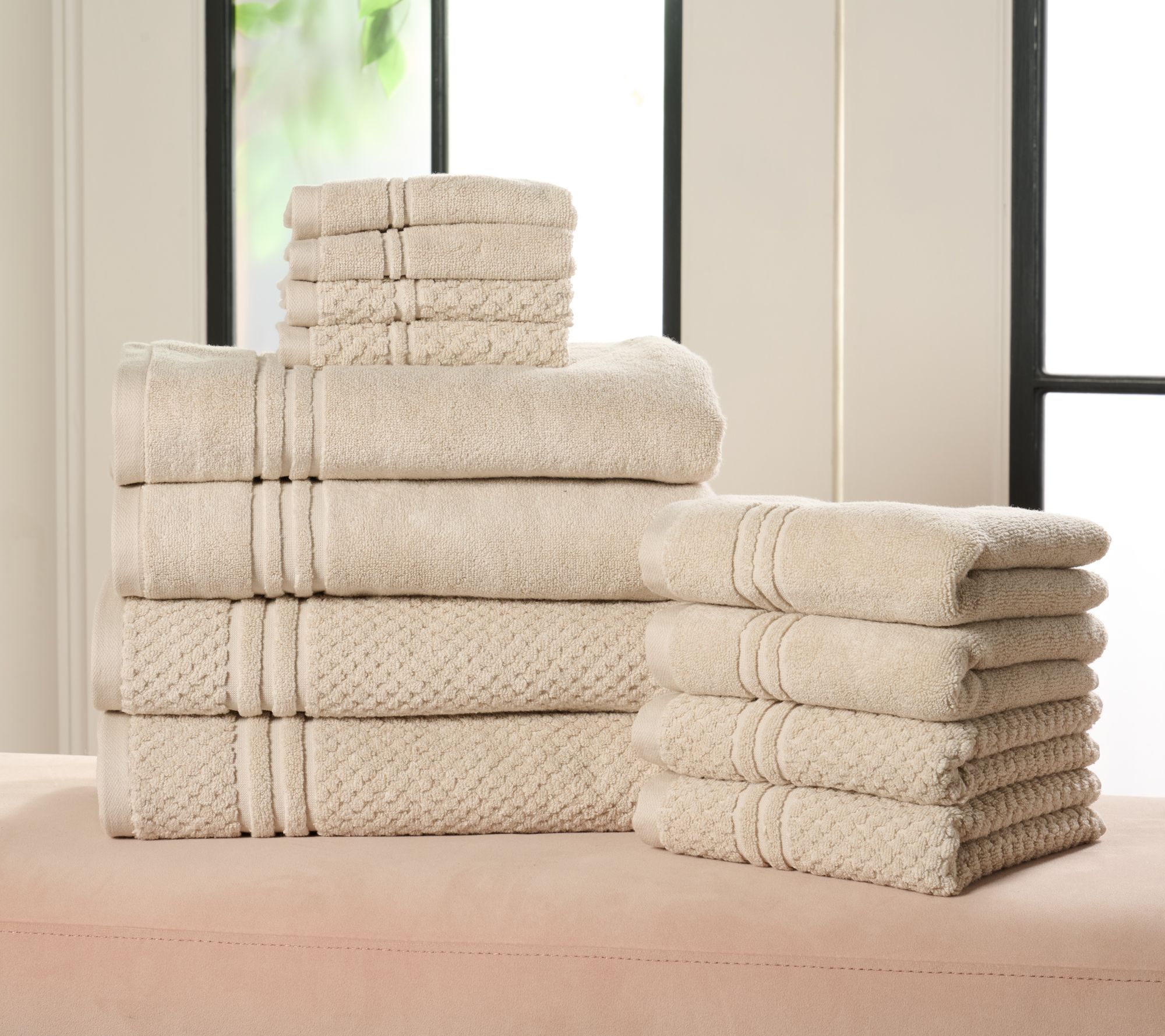 "As Is" Home Reflections 100% Cotton Solid & Texture 12-pc Towel Set