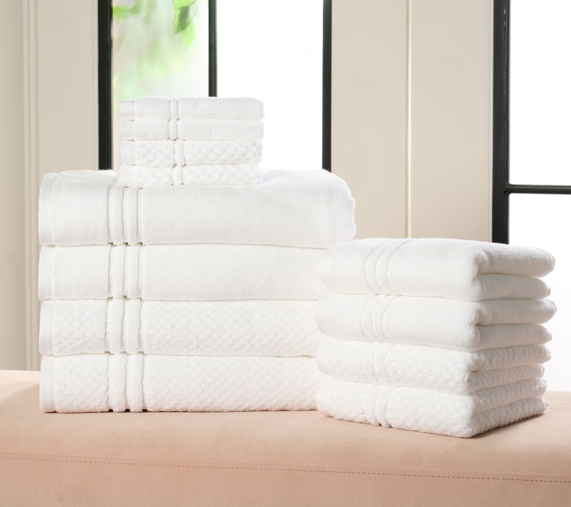 "As Is" Home Reflections 100% Cotton Solid & Texture 12-pc Towel Set